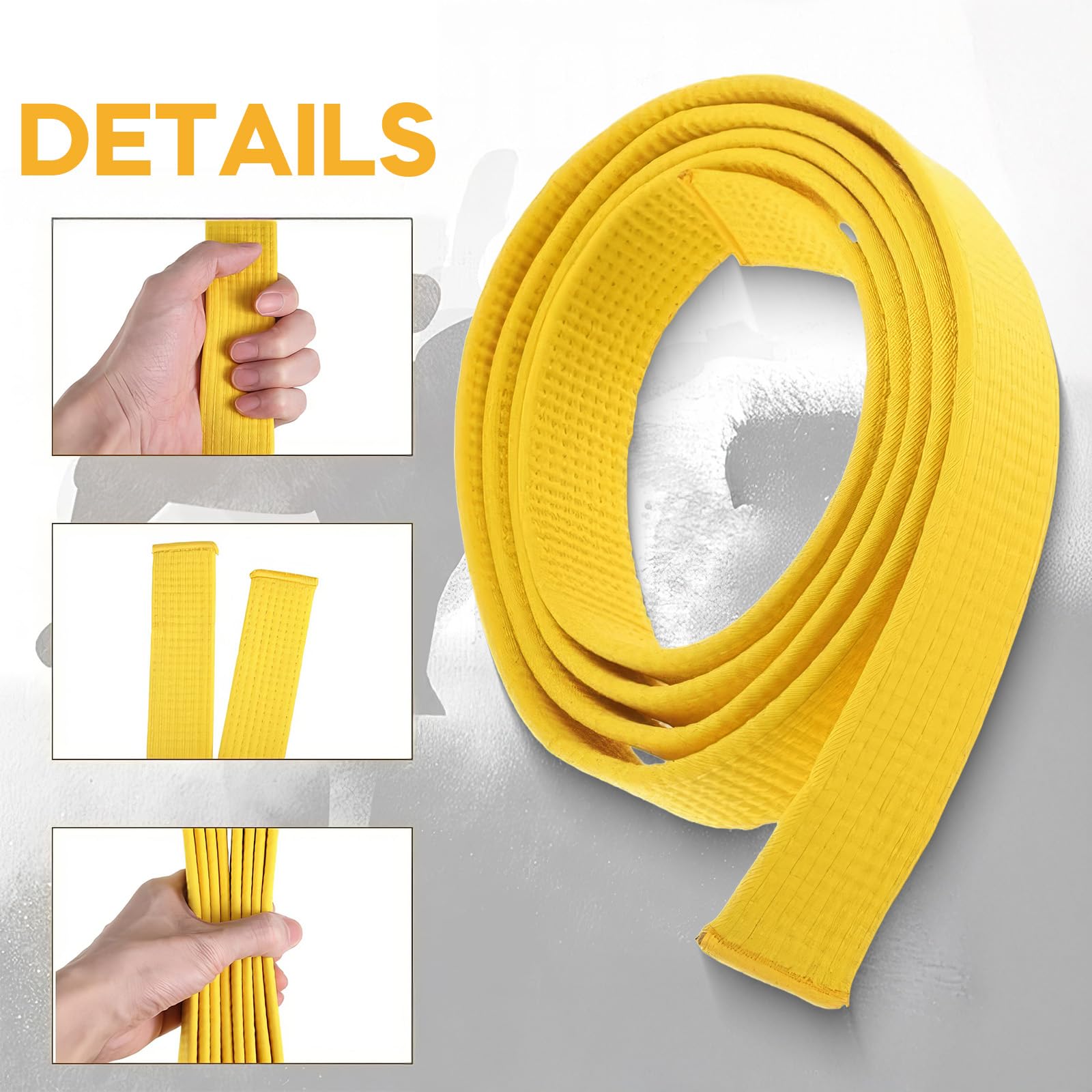 260 * 4CM Ceinture de Taekwondo Professionnel Karaté Judo Double Wrap Arts Martiaux Stripe Ceinture de Sport pour Adultes Enfants Enfants Jaune