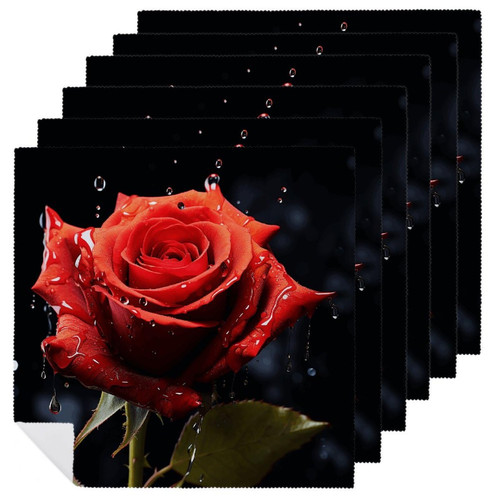 Servilletas de tela reutilizables y lavables con diseño de rosas rojas para uso diario
