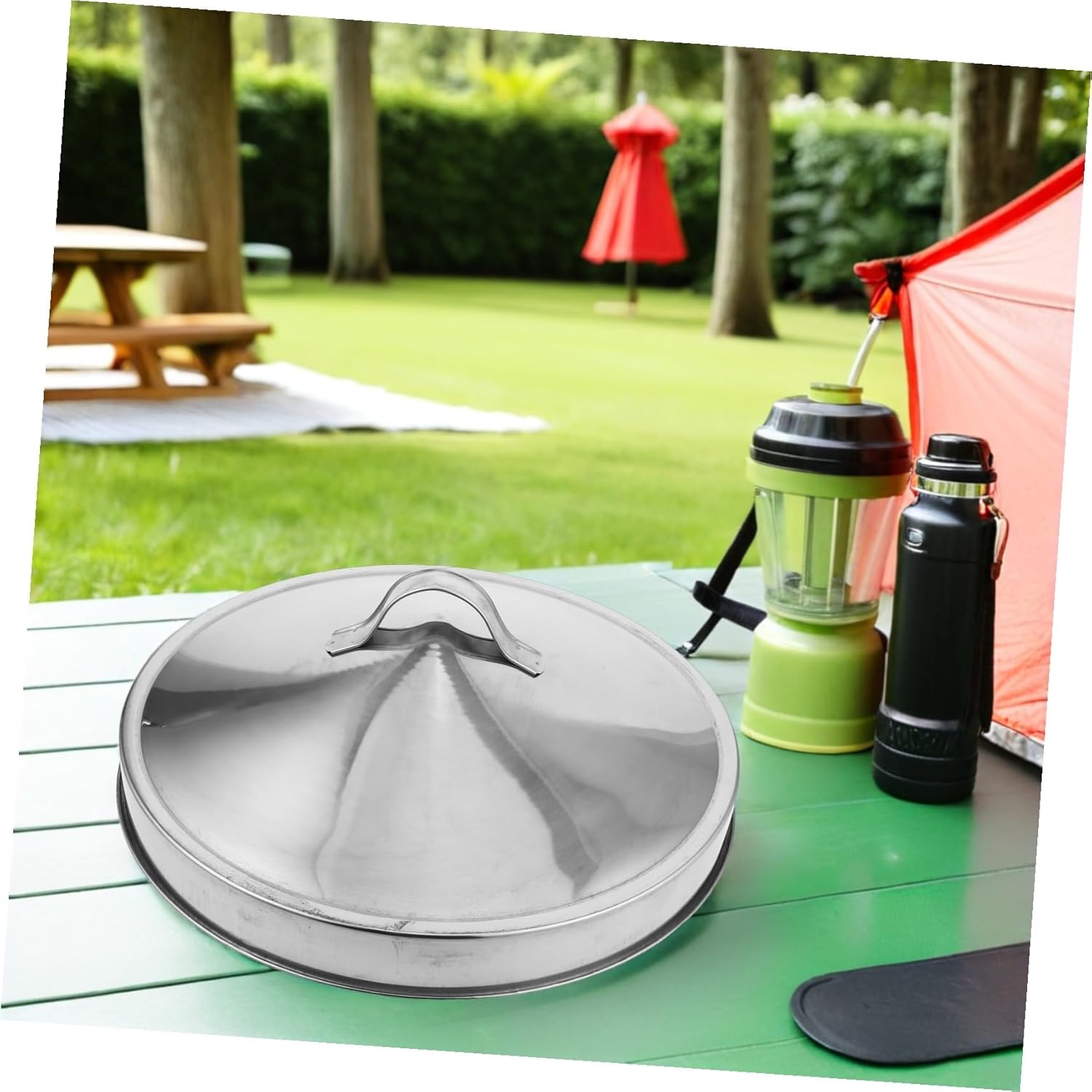 Stainless Steel Fire Pit Cover Round Lid Heat Resistant Snuffer Tool for Outdoor Fireplace Camping Spark Shield Fire Pit Burner Pan Accessory