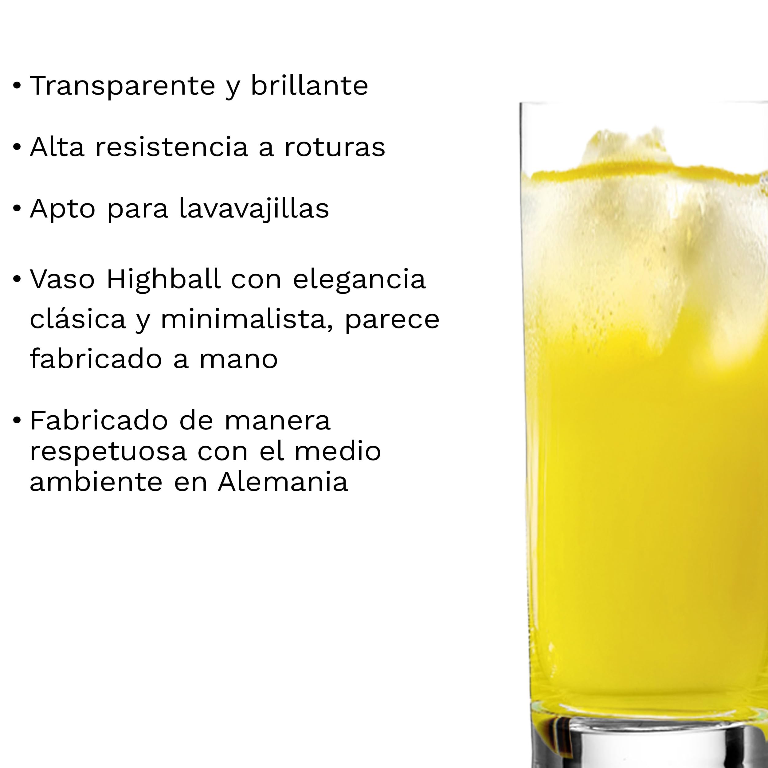 Stölzle Lausitz Vasos Highball New York Bar 6 Piezas 450 ml – Elegantes vasos de cristal para cócteles, agua y zumo – Cristalería de alta calidad – Apto para lavavajillas y resistente a golpes