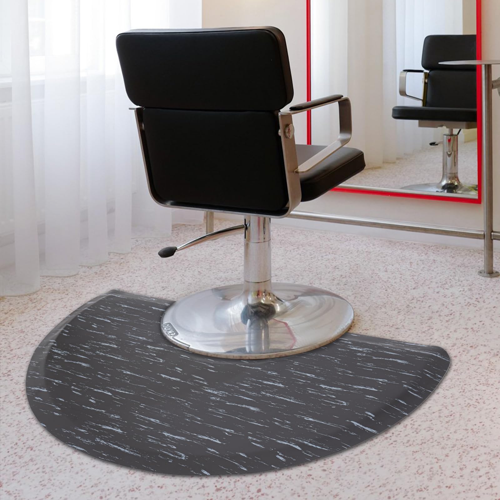 Tapis de salon semi-circulaire anti-fatigue pour coiffeur, 0,9 x 1,5 m