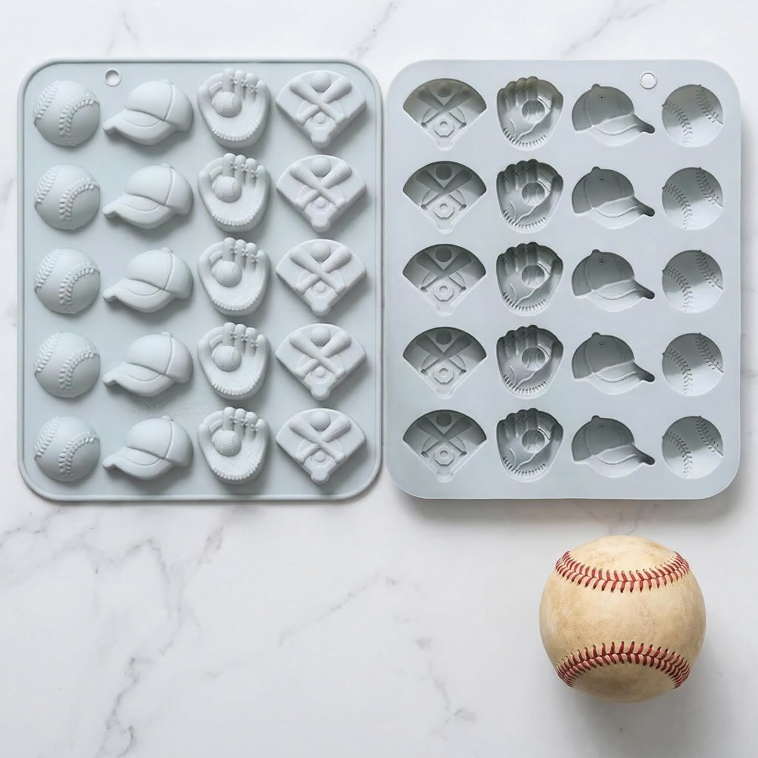 Baseball Chocolate Mold, 20-Cavity Sports Theme Silicone Mold
