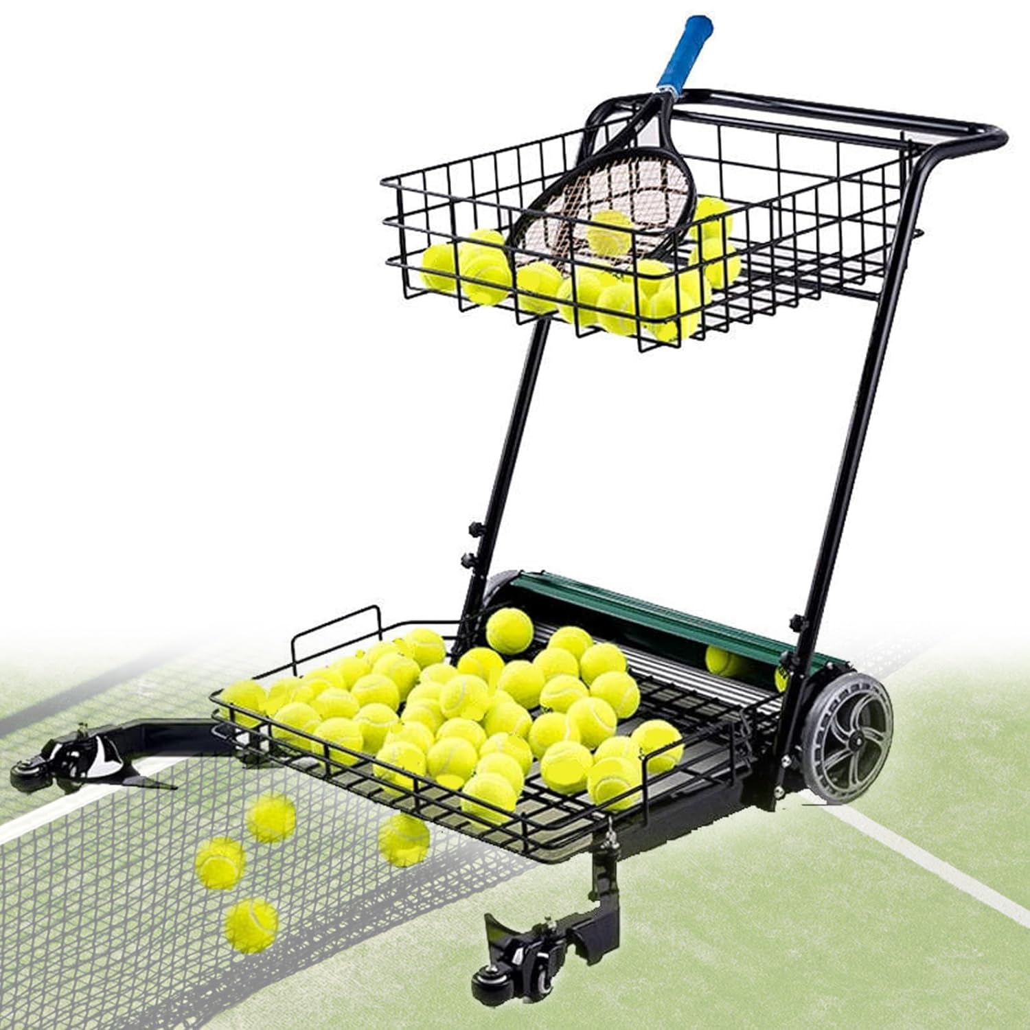 Cestino multifunzionale per raccogliere palline da tennis, può contenere 290 palline, design senza piegature per un facile raccolto, ideale per tennis, golf, pratica di ping pong