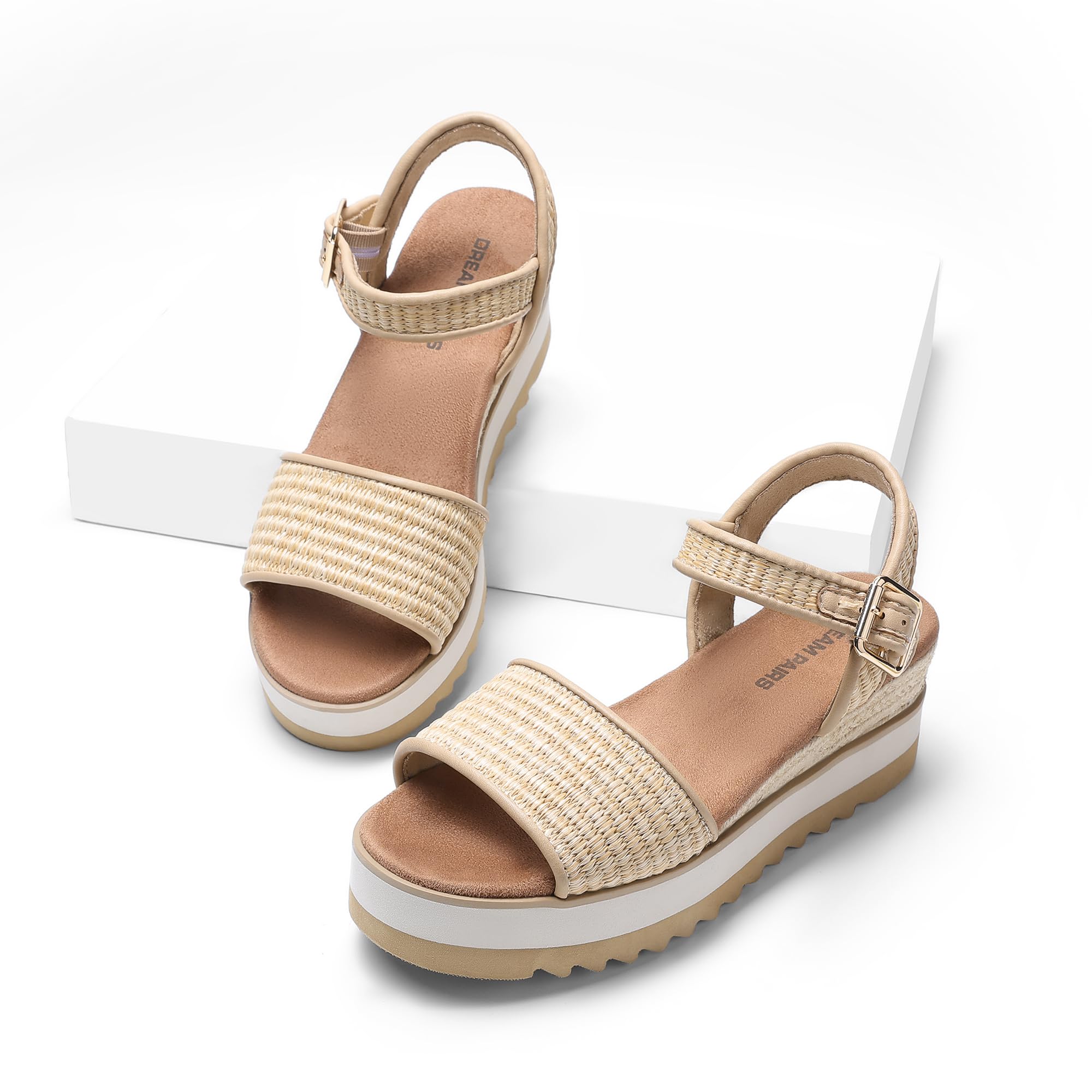 DREAM PAIRS Damen Espadrilles Sandalen mit offener Zehenpartie elegante Plateau Sandals zum Hineinschlüpfen