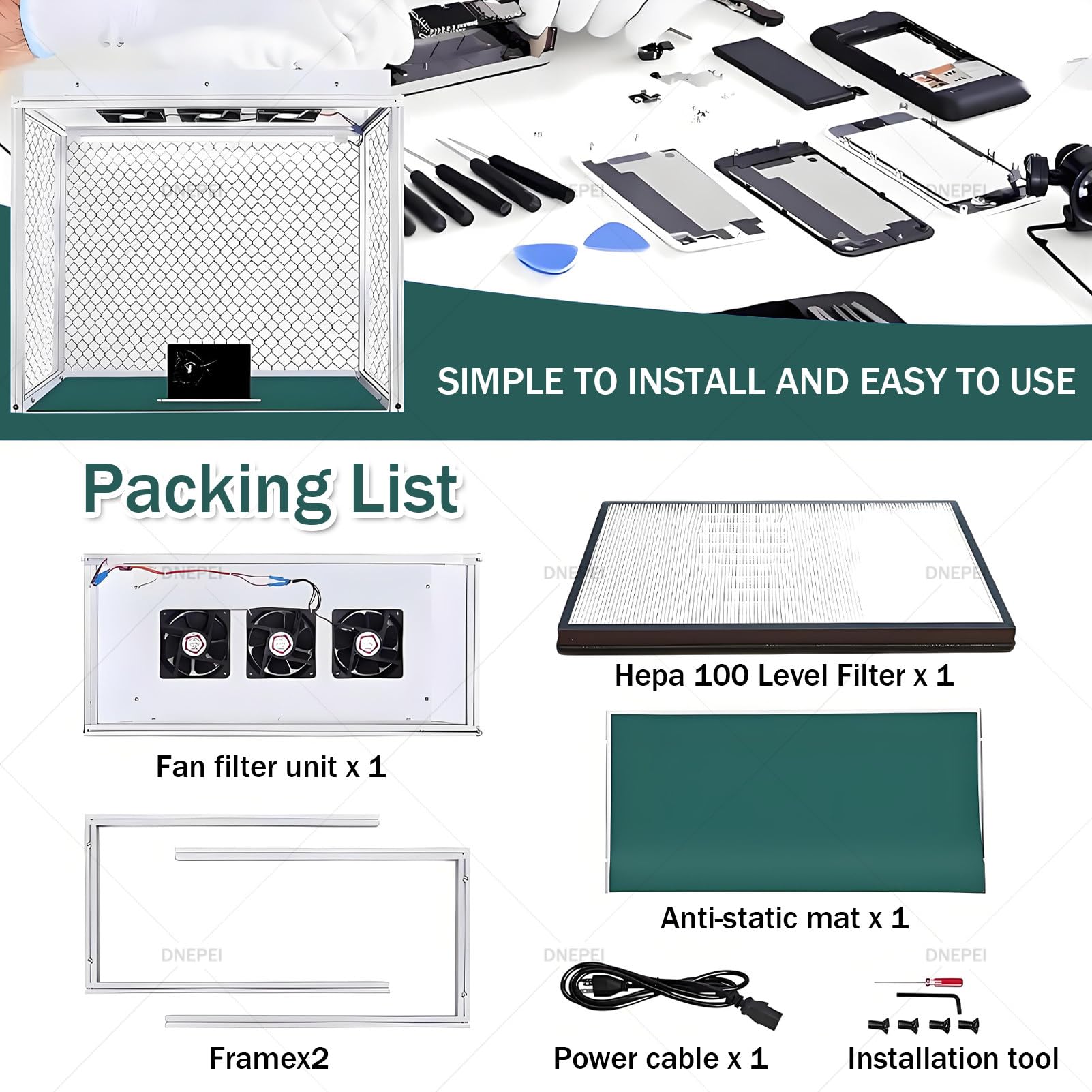 Laminar-Flow-Werkbank für Mykologie, vertikaler Reinraumtisch mit Filter und 3 geräuscharmen Lüftern, ISO-5-Reinraum-Schrank für Labor, Werkstatt und Handy-Reparatur