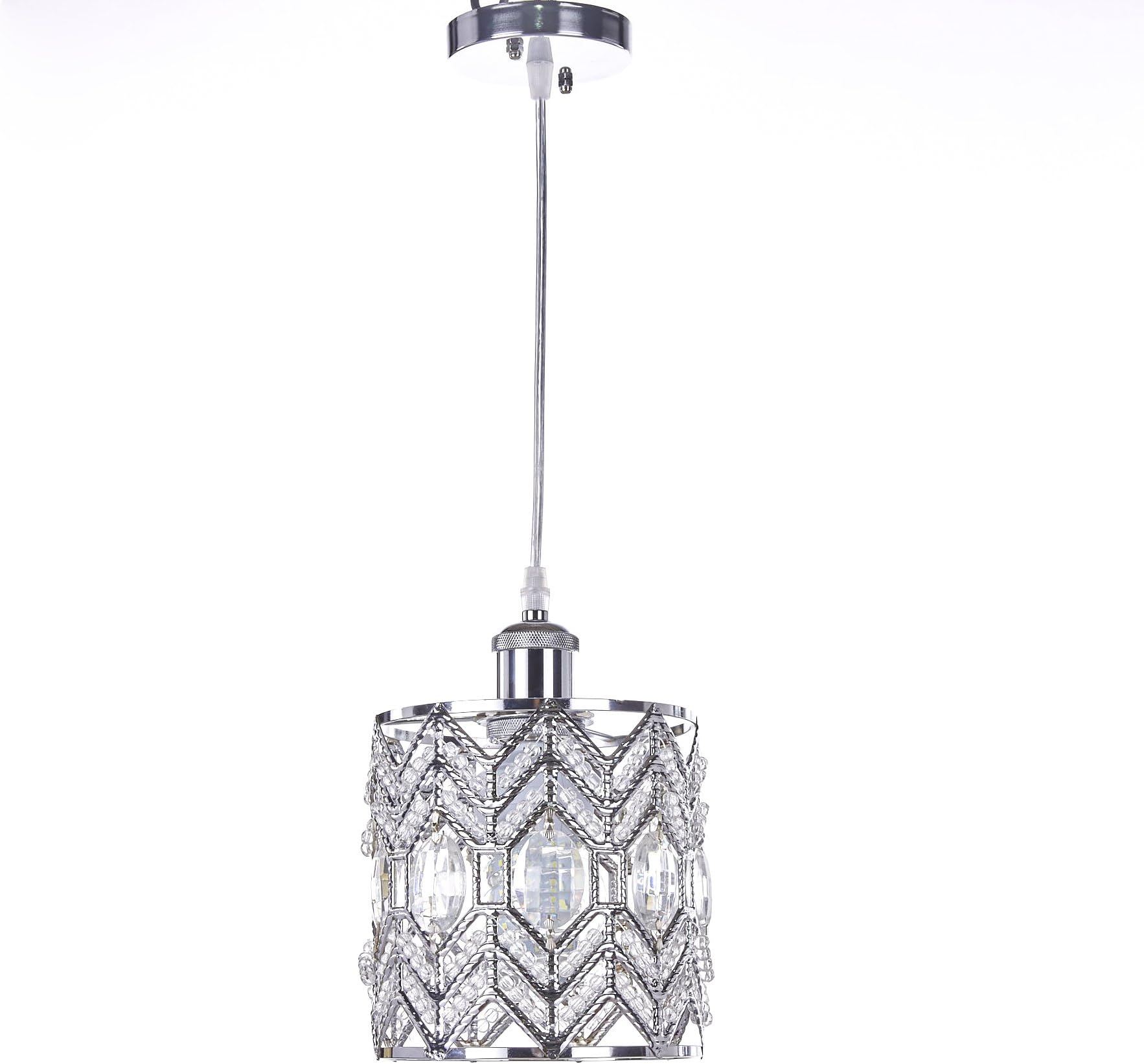New Legend Lighting 1-Light Chrome Finish Modern Crystal Chandelier Pendant Hanging Lighting Fixture