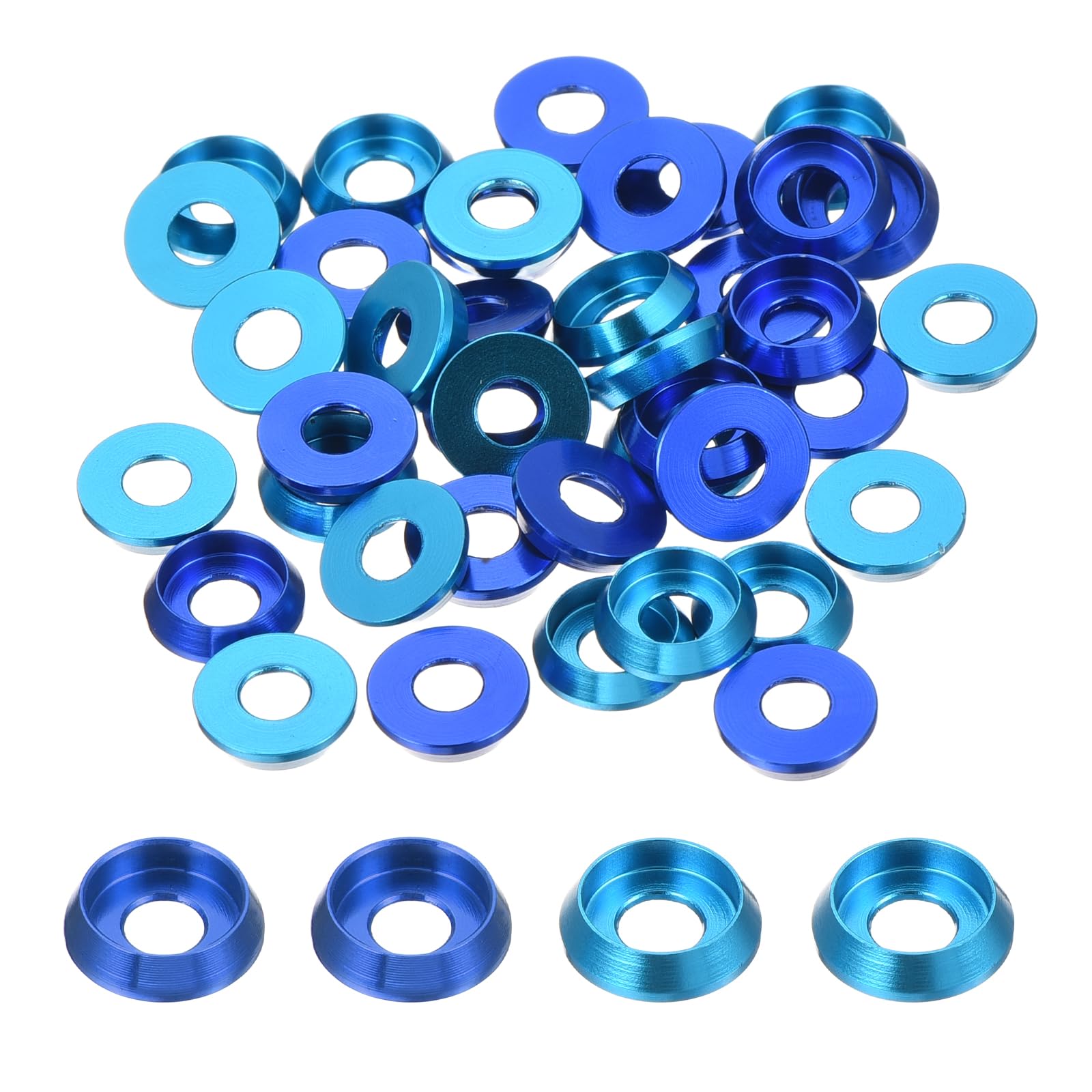 MECCANIXITY M3 Cone Cup Countersunk Washers,Hole Dia 3mm/0.12" Aluminum Gaskets Cup Head Washer Gasket for Screw RC/FPV/PC/Drone/Mechanical