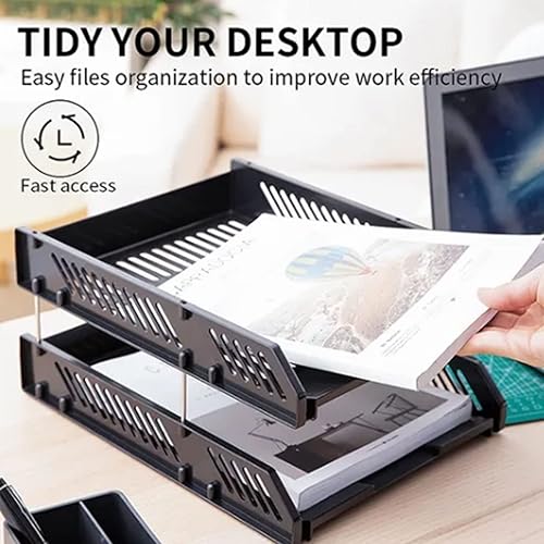 Miniatura 7 de Organizadores de archivos de escritorio, bandeja de papel para cartas de gran capacidad para oficina