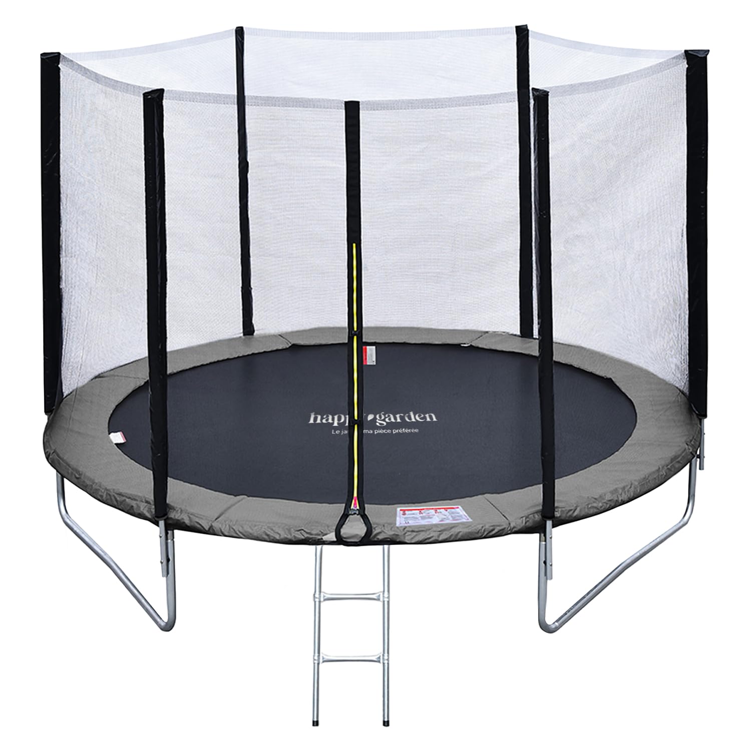 Pack Premium Trampoline Enfant Ø 245 cm avec Filet de sécurité + échelle + bâche + kit d'ancrage – Réversible Gris/Rose – Usage extérieur – Canberra – Dès 3 Ans