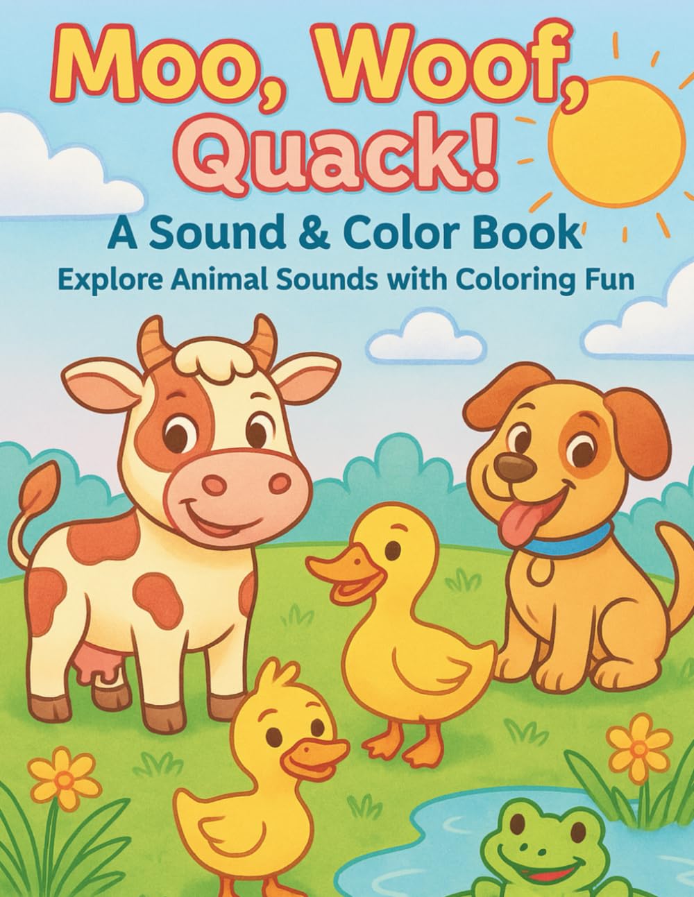Moo, Woof, Quack! A Sound & Color Book: Explore Animal Sounds with Coloring Fun | Easy and cute Animals scene for kids ages 1-5