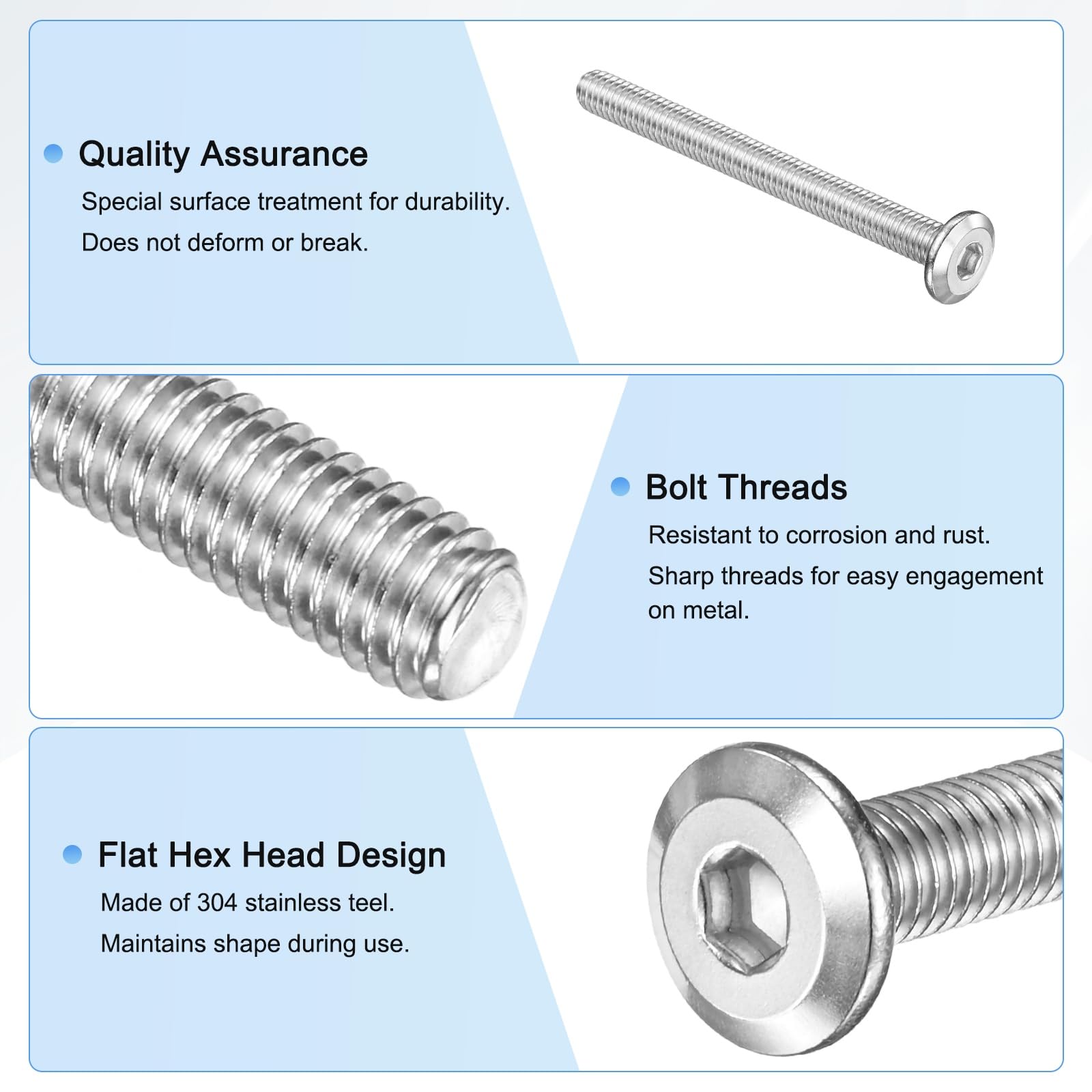 M METERXITY 10-Pack Flat Head Socket Cap Screws - Image 2