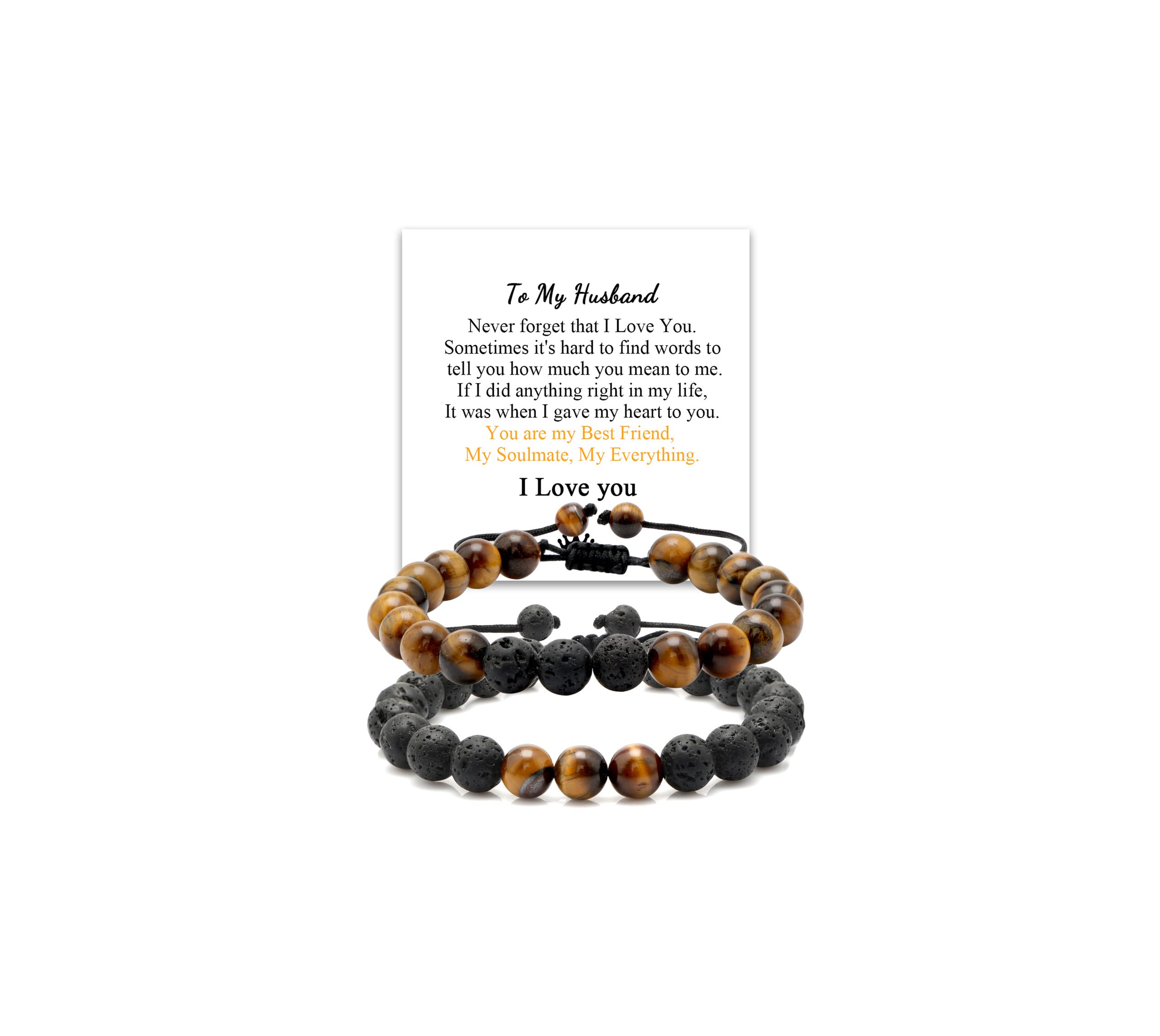 Mens Bracelet Tiger Eye Bracelets for Man Boyfriend Husband Dad Son Grandson Brother Natural Stone Beaded Anniversary Christmas Birthday Inspirational Gift for Him Mens Healing Jewelry Gifts