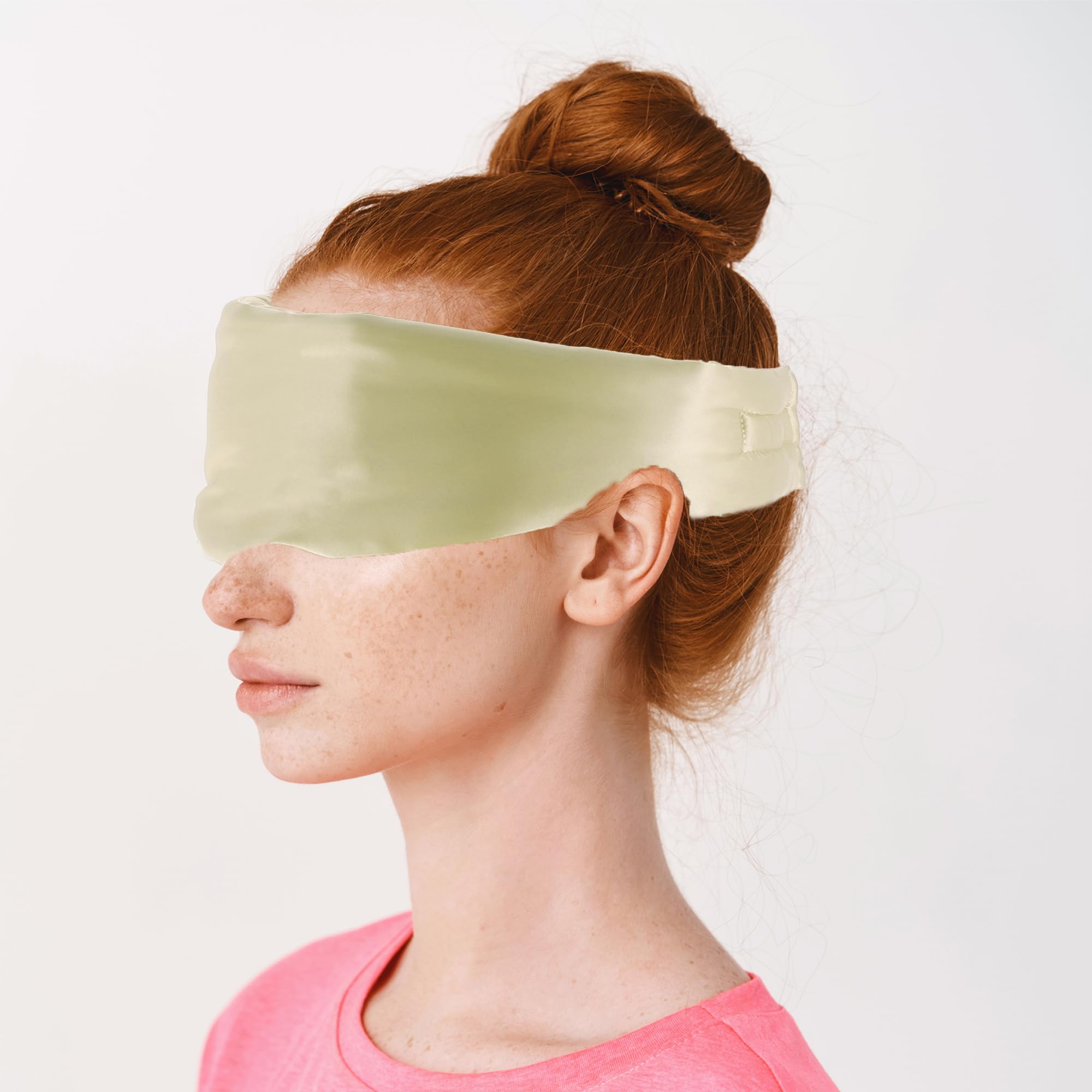 Antifaz para dormir, seda natural, suave, grande, envolvente, cubierta de ojos 3D, oscurecimiento ajustable, para hombres y mujeres, para dormir, champán