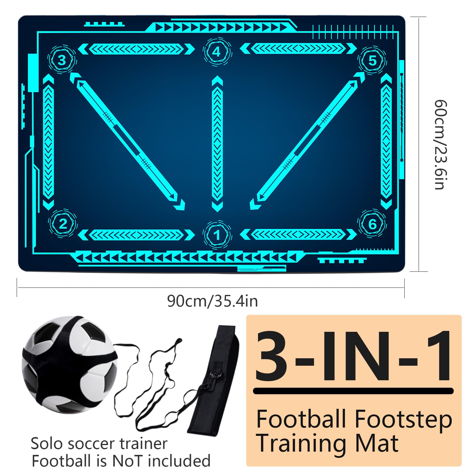 Soccer training mat,Soccer training equipment accessories for All Ages to Improve Speed Strength Agility and Coordination,Anti-Slip/Silent Mat