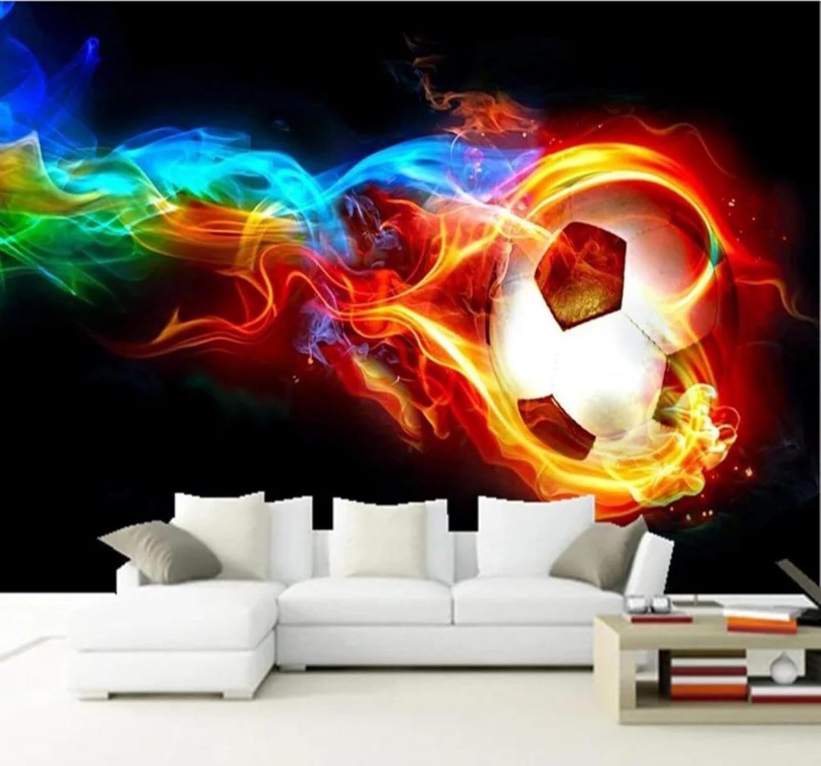 XLMING Creative Three Dimensional Flames Football Unique 3D Wallpaper Luxury Home Dining Decor Paste Sofa Living Room The Wall for Bedroom Mural-430cm×300cm