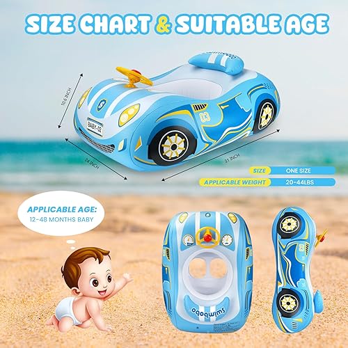 Miniatura 4 de Flotador de piscina para bebé, flotadores 3D para niños pequeños de 1 a 2 años, flotadores de piscina para bebés de 6 a 12 meses, flotadores de