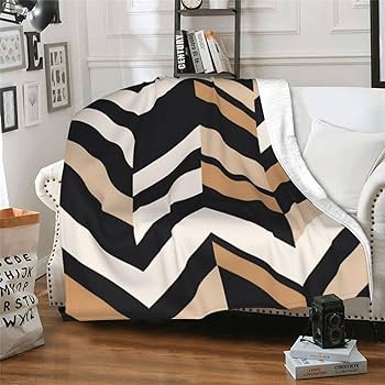布団・毛布 DAIRIKU 21ss \"Sleep in the Open\" Blanket Amazon.com: Black White Tan Zigzag Printed Fall Summer Cold