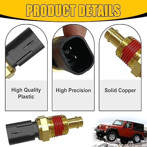 Miniatura 2 de 5149077AB Sensor de temperatura del refrigerante de agua del motor, compatible con Ram 1500 2011-2014, Chrysler Pacifica 2008, Sebring 2009-2010, Jp