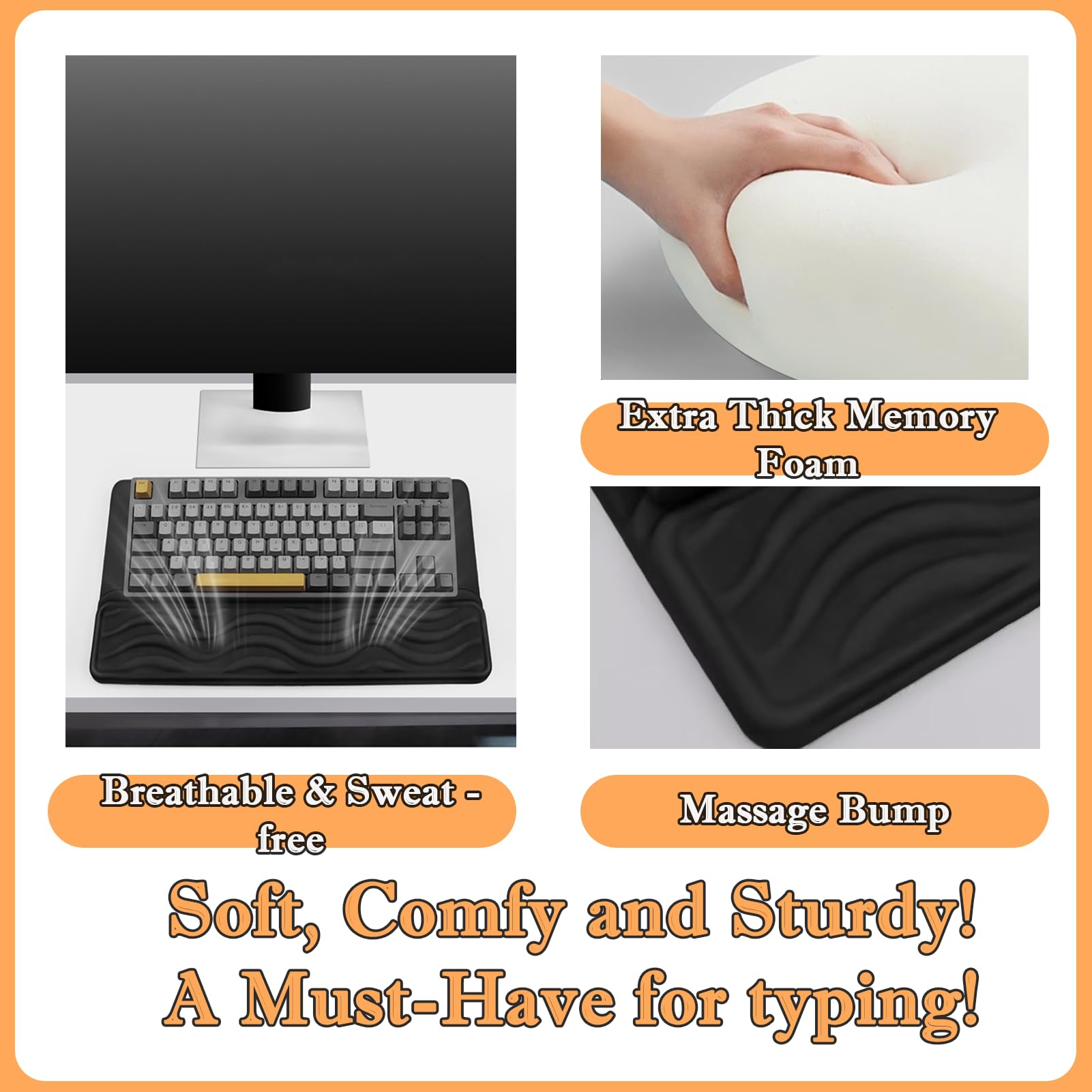 Foam Keyboard Wrist Rest - Ergonomic Support For Typing Comfort With Non-Slip Base