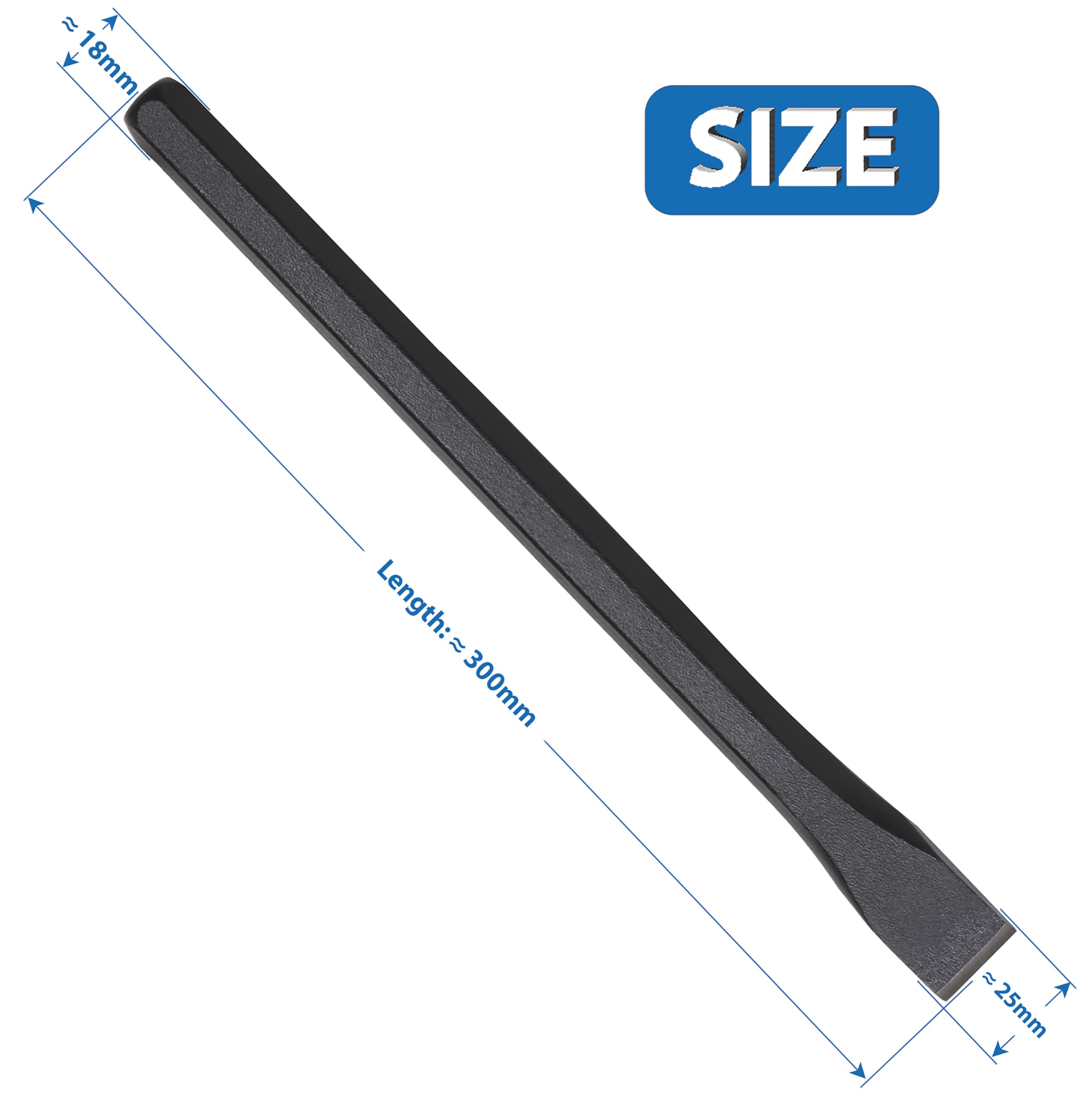 AERZETIX - C68474 - Scalpello piatto per calcestruzzo pietra roccia 300x18x25mm senza paramano - manico esagonale - in acciaio al carbonio