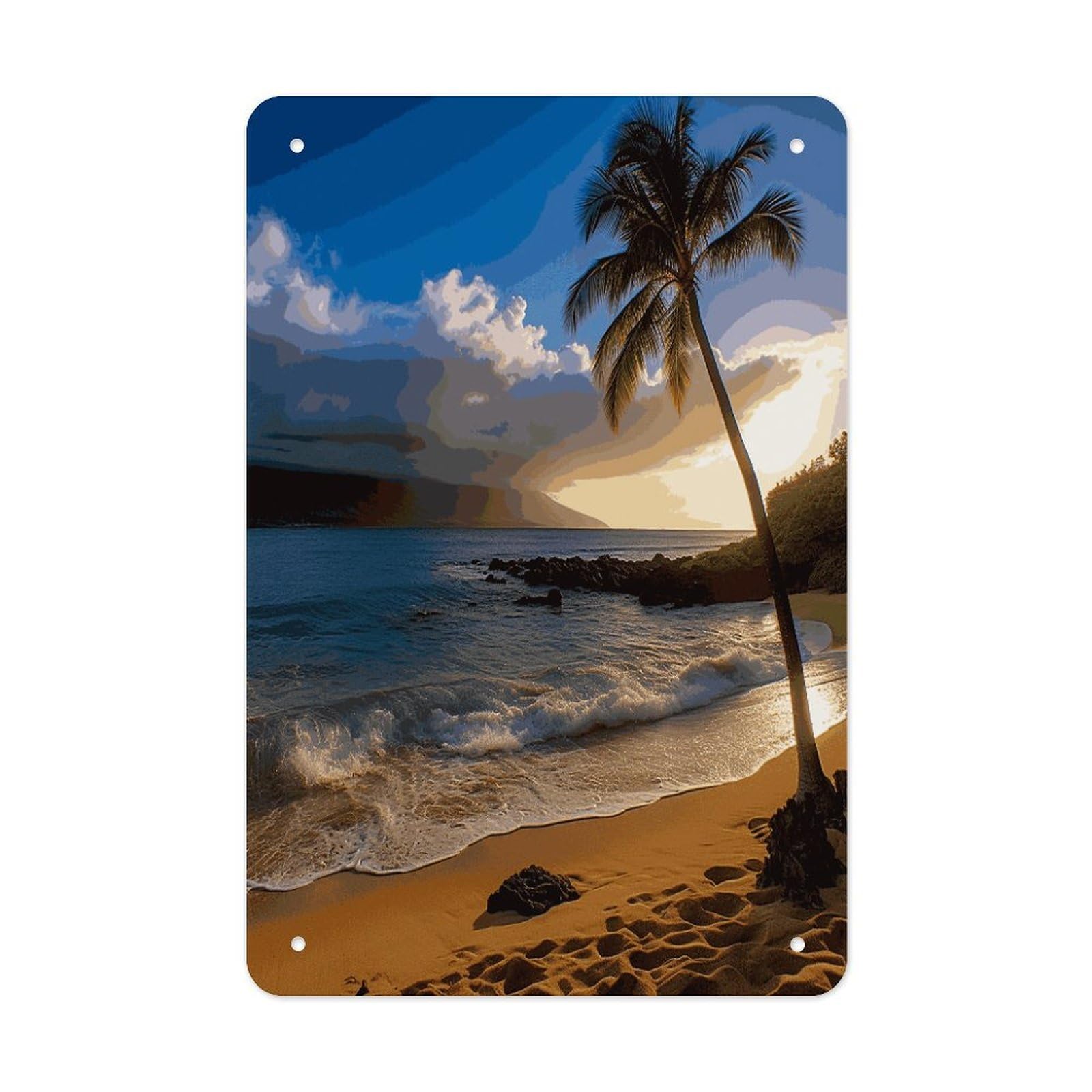 Btcowzrv Style Hawaii Beach Metal Tin Sign Wall Decor Hanging Plaque