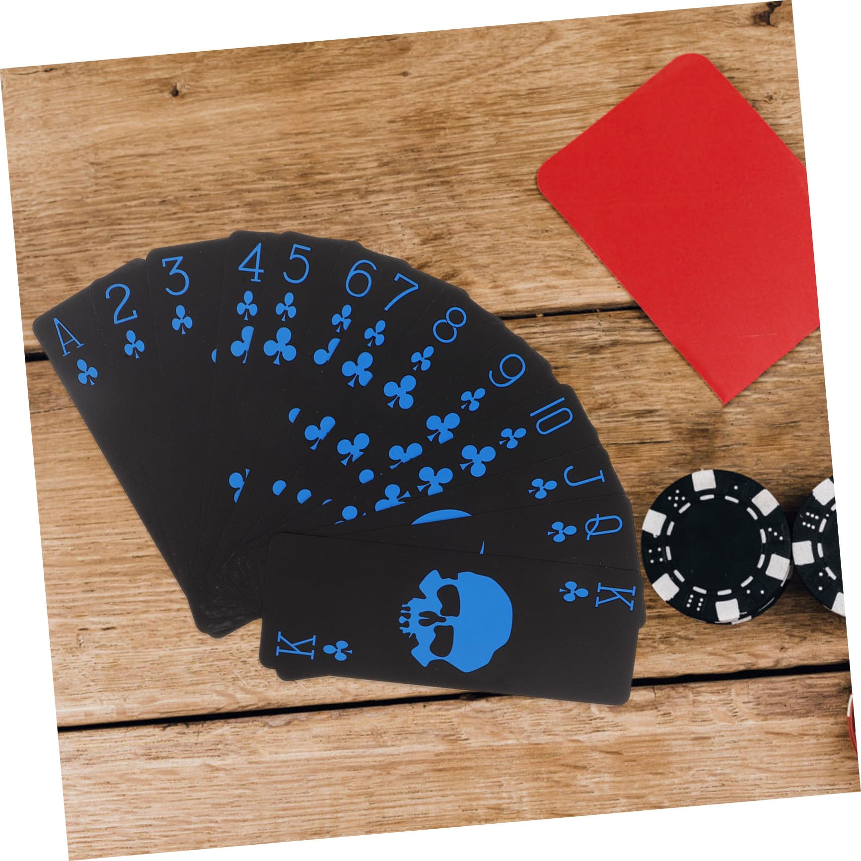 Yardwe wasserdichte Pokerkarten Aus PVC Mit Kreativem Skull-Design Schwarz Und Blau Für Aufregende Spiele Im Freien Und Drinnen Für Erwachsene Und Partys