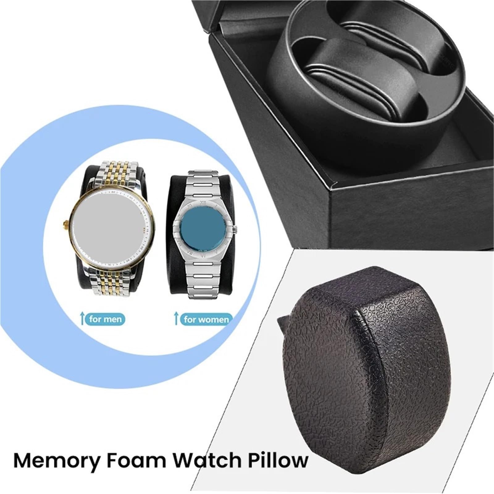 Cajas de Cuerda para Relojes Bobinadora de Reloj Doble for Relojes automáticos Caja Cuero 2 Ranuras for Hombres para Dar Cuerda a Relojes