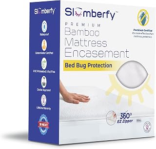 Slumberfy Waterproof Bamboo Mattress Encasement Full Size, 360° Zipper, Bed Bug Proof