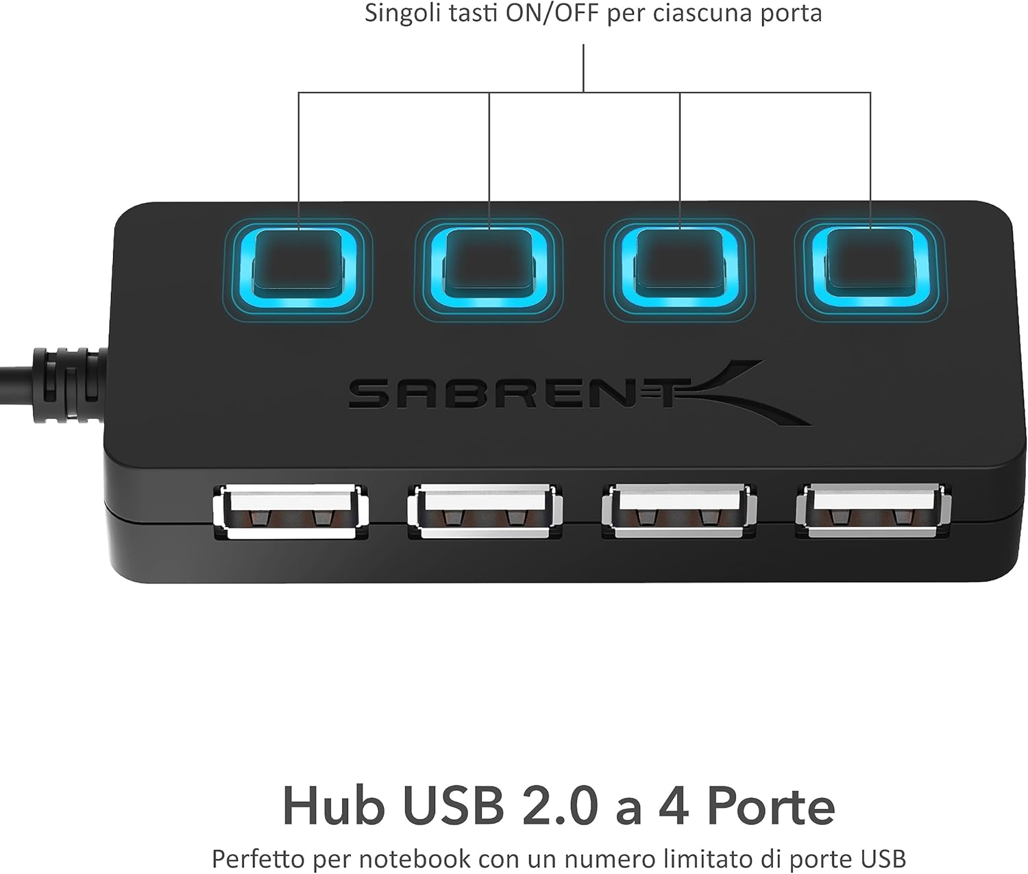 Hub USB 2.0 [4-Porte] - Hub USB - Immagine 1