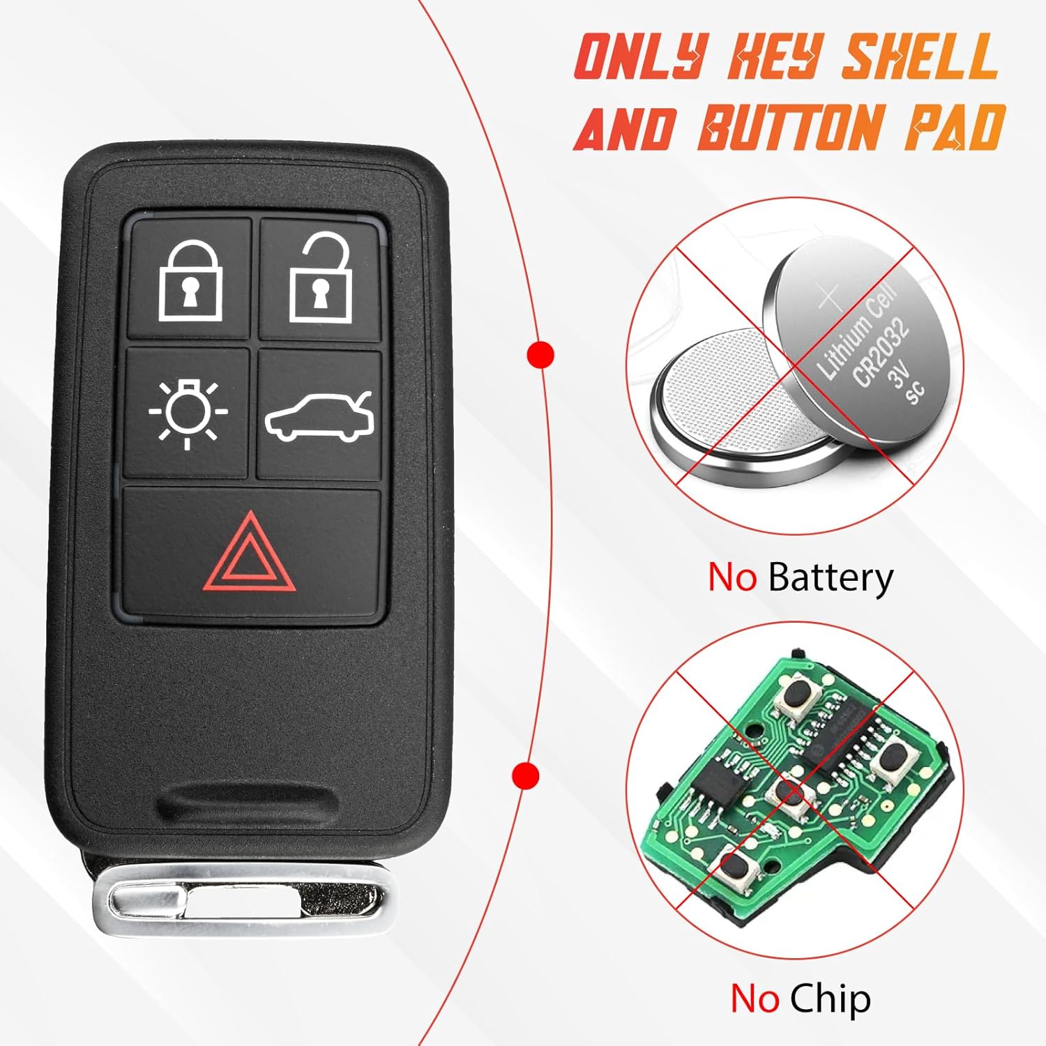 KR55WK49264 Key Fob Shell Case Compatible with S60 2011-2018 S80 2007-2016 V60 2014-2018 V70 2008-2010 XC60 2010-2017 XC70 2008-2016 - Image 4