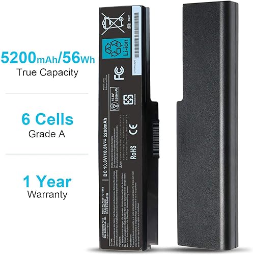 Miniatura 5 de PA3817U-1BRS - Batería para portátil compatible con Toshiba Satellite C655 C650D C675 C660 L700 L750 L755 L770 L645 L655 L675 P745 P755 P775 M640