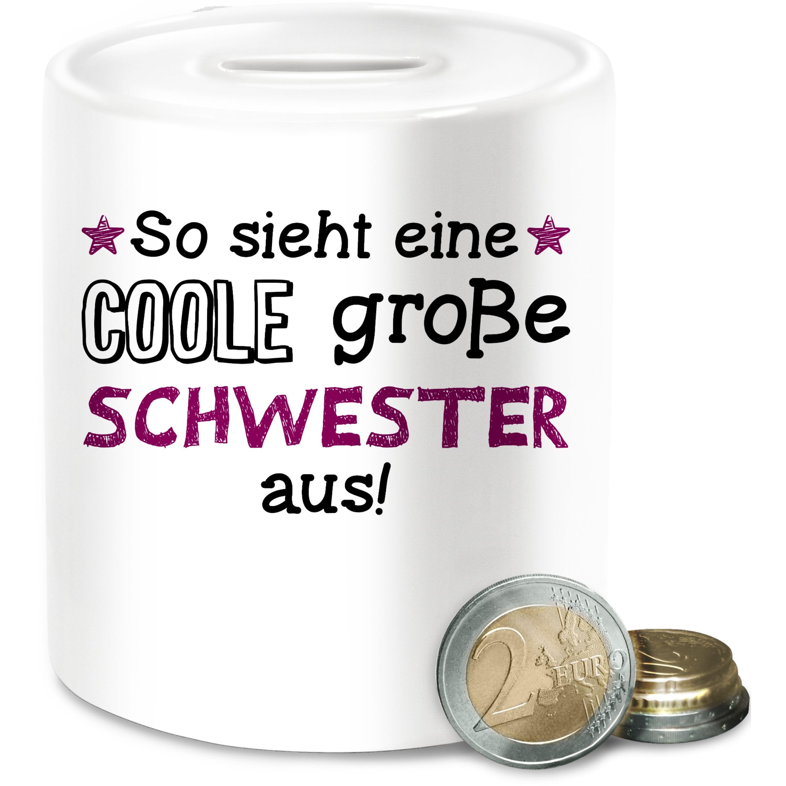 Spardose - Spardosen - So Sieht eine Coole große Schwester aus - Unisize - Weiß