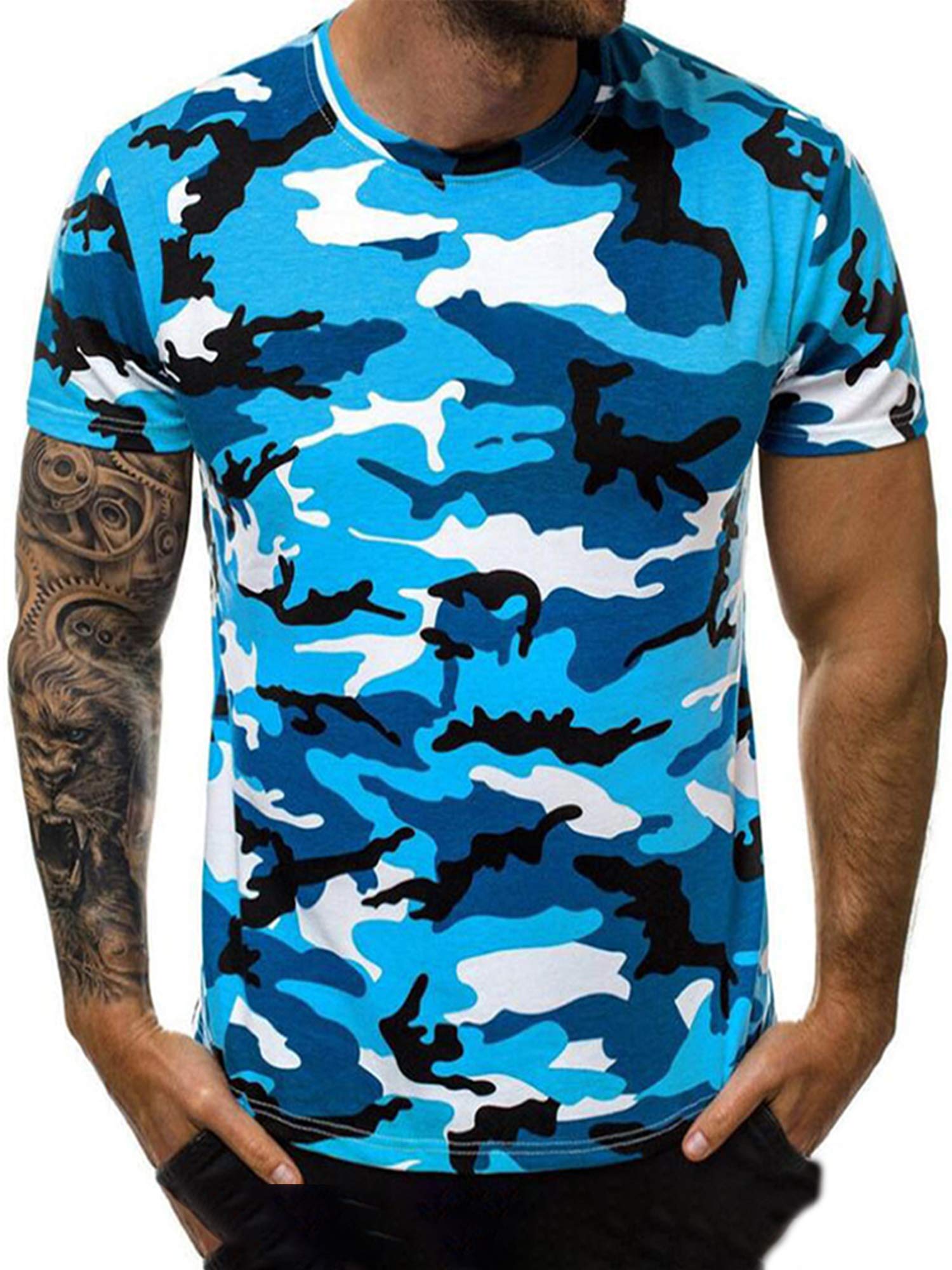 MorydalMen's Camouflage T-Shirt Casual Crew Neck Summer Tops Army Military Short Sleeve Camo Soft Basic Tee Shirt Plus Size