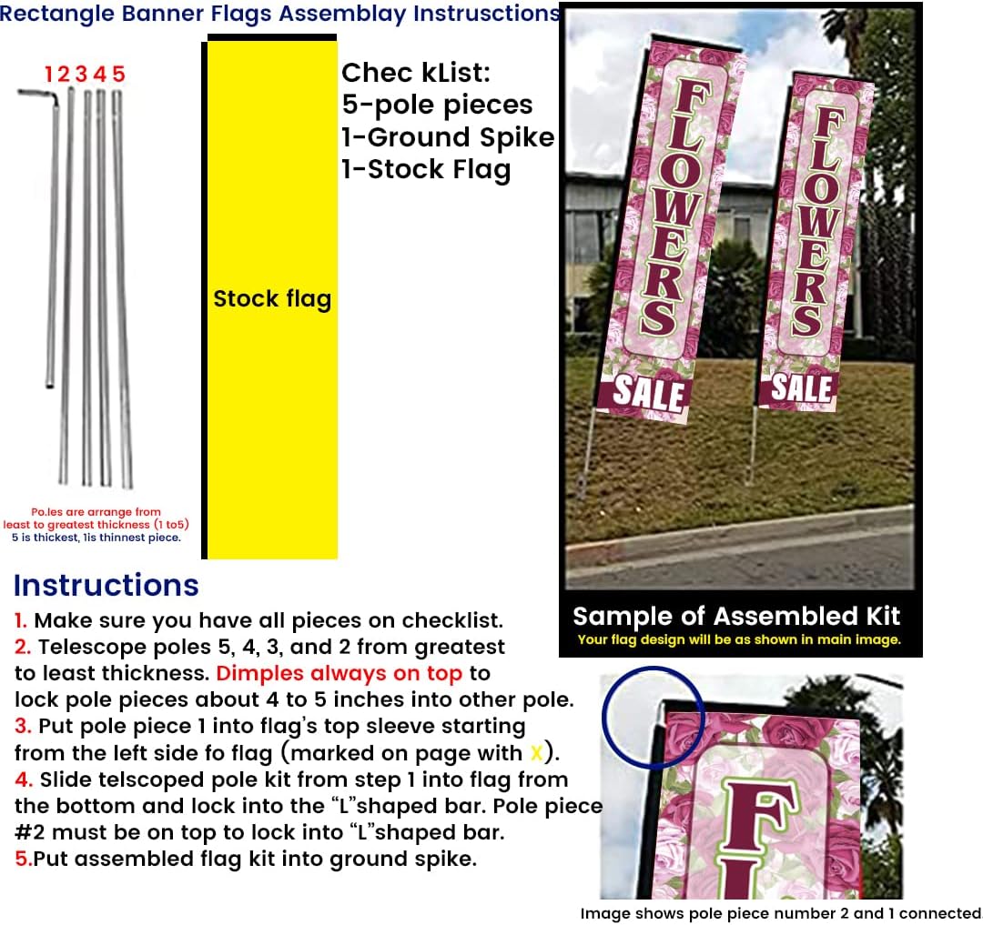 Flowers Sale (Floreria) Florist Flower Shop Advertising Rectangle Feather Banner Swooper Flag Sign with Flag Pole Kit and Ground Stake