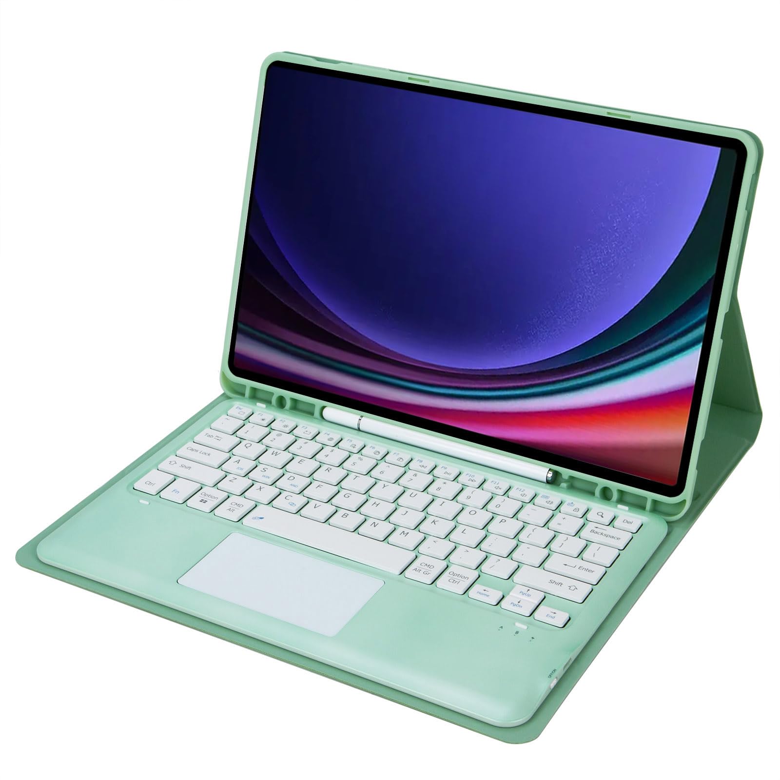 AnMengXinLing Galaxy Tab S9 Plus/ S9 FE Plus 5G 12.4インチタブレット用キーボードケース 2023 - Galaxy Tab S9 FE+ Plus/Galaxy Tab S9+ Plus用Sペン
