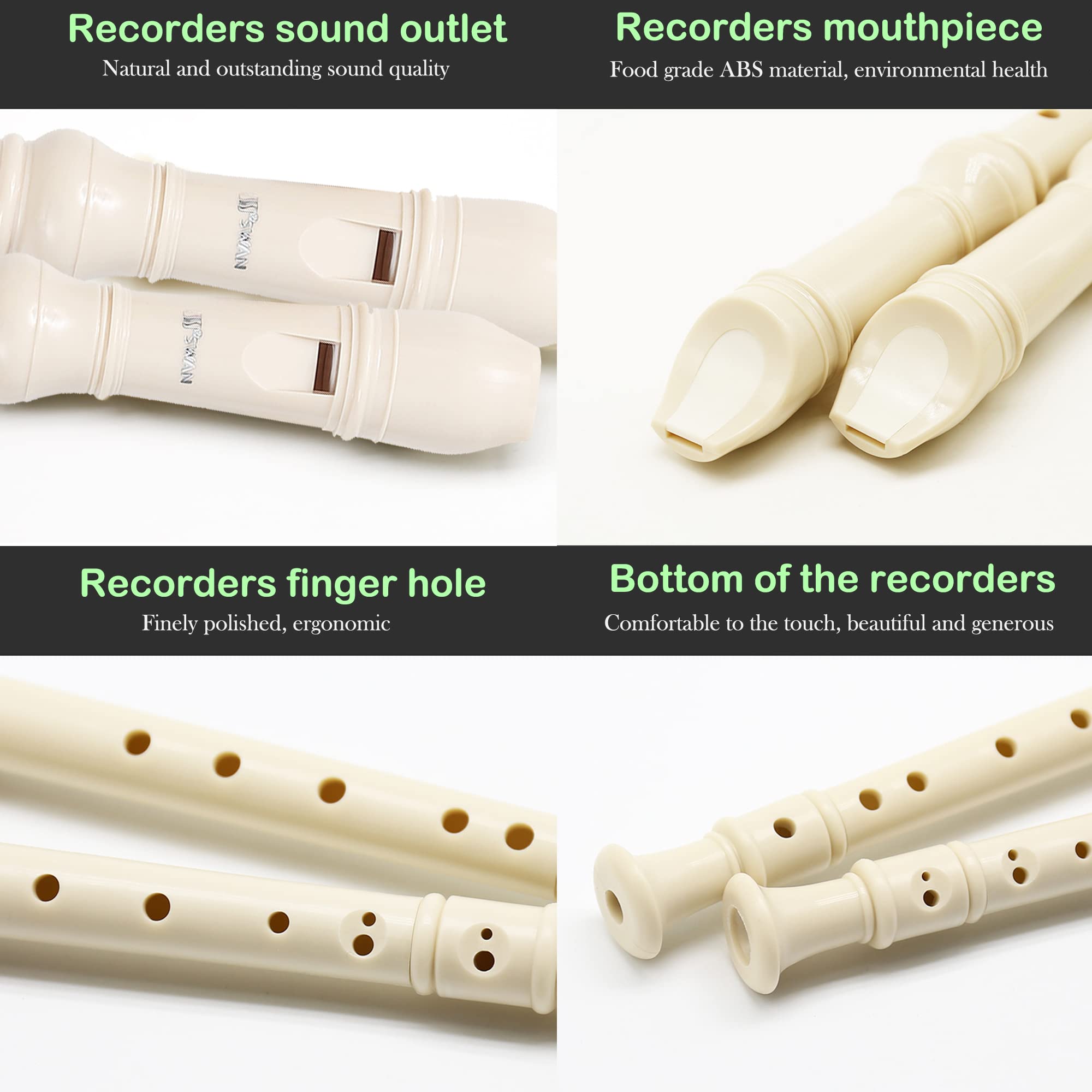 Flûte Doigté Allemand Flûte à Bec Soprano Pour Débutants - En Plastique ABS Avec Sac Et Tige De Nettoyage Instrument Musique Plastique ABS Flûte Doigté Allemand Flûte à Bec Soprano Pour Débutants - En Plastique ABS Avec Sac Et Tige De Nettoyage Instrument Musique Plastique ABS