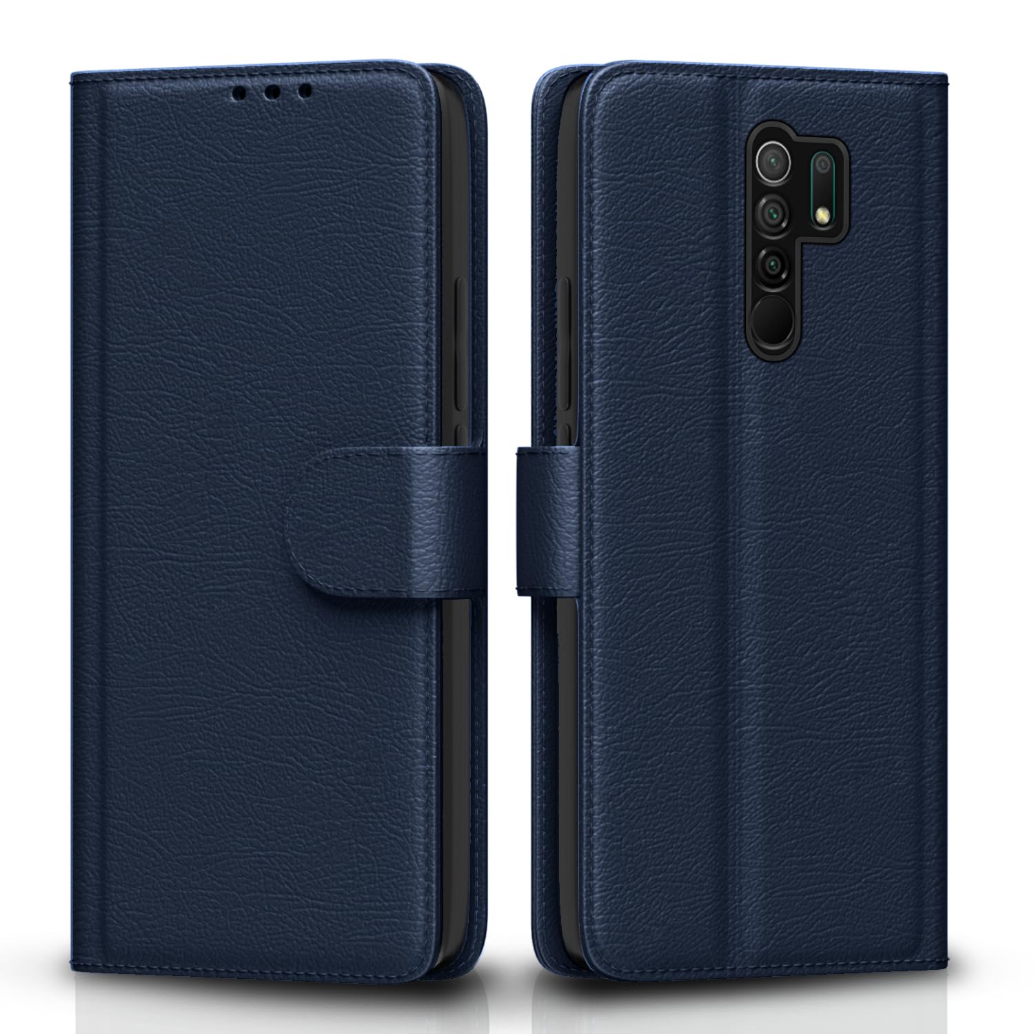 Pikkme Redmi 9 Prime/Poco M2 Flip Cover Case | Leather flip Back Covers Cases for Redmi 9 Prime/Poco M2 (Blue)