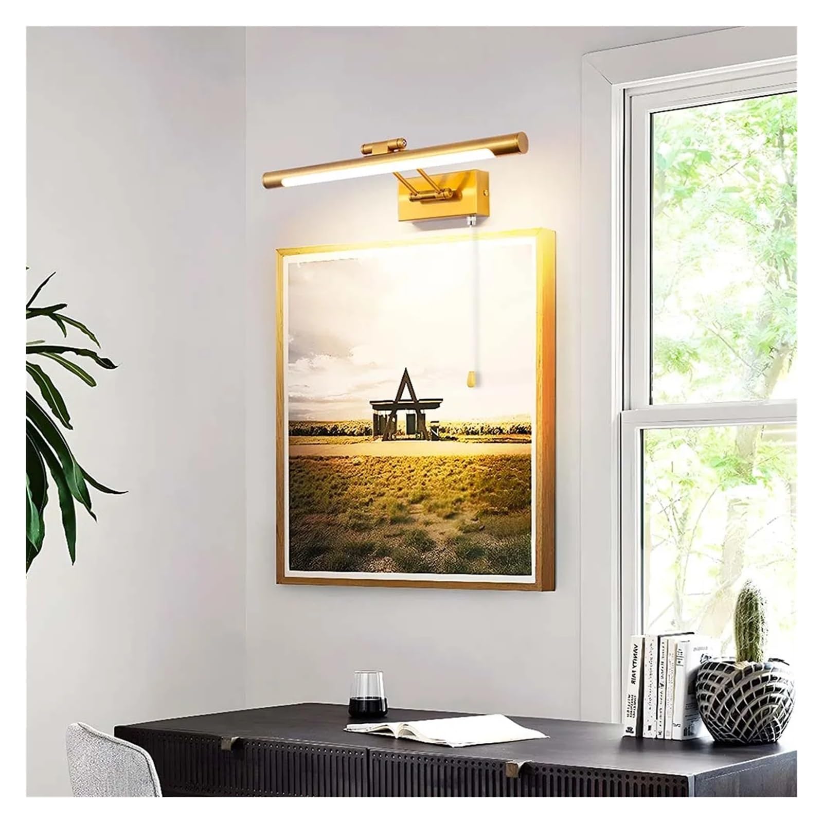 Applique da parete 8W, luce LED for specchio bagno con testa girevole e interruttore a strappo for lampade comodino camera letto(101A BS 495mm 4000k)