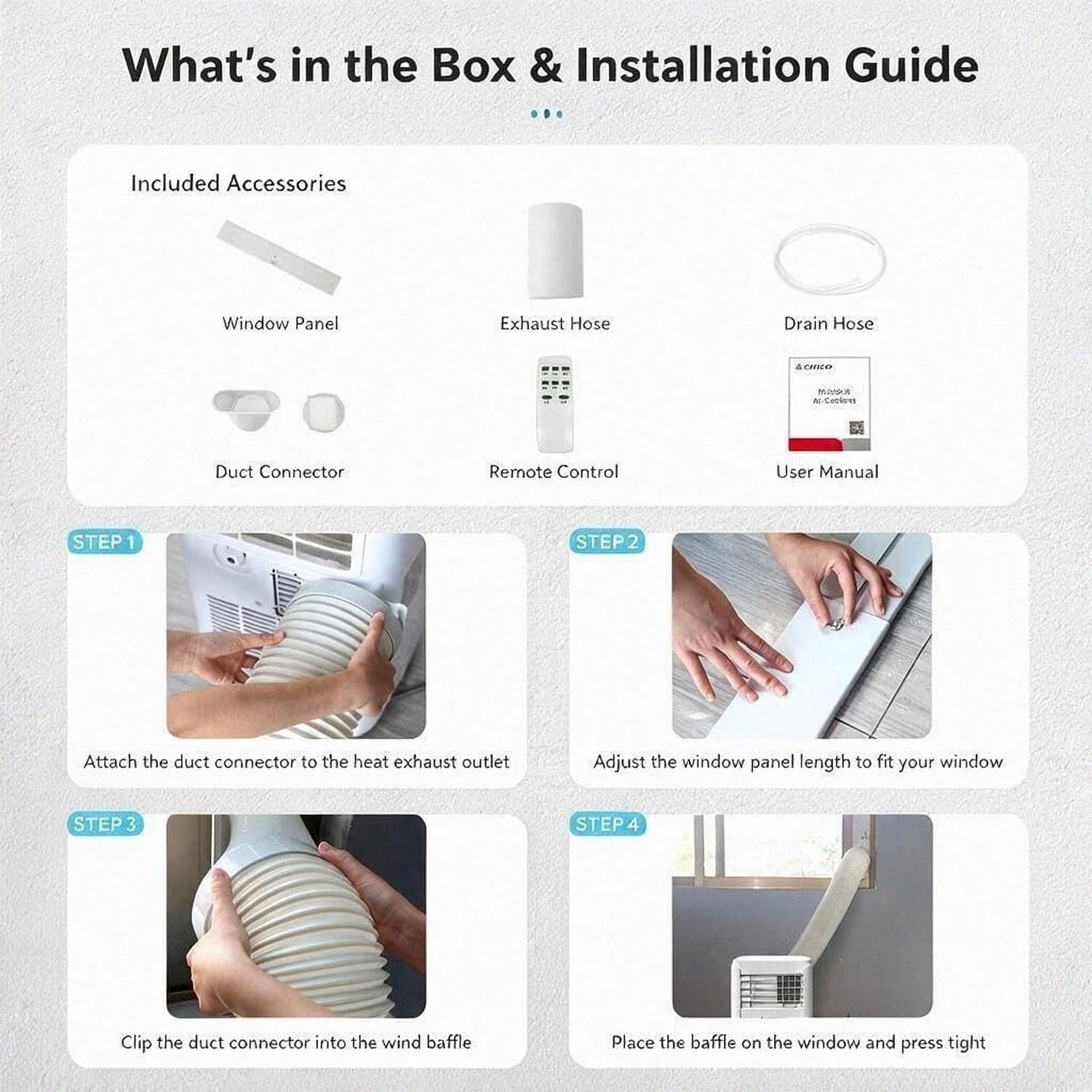Aire Acondicionado Portátil 7000 BTU, 3-en-1 Frío, Deshumidificador y Ventilador, Enfriador de Aire Silencioso para Habitaciones hasta 20m², White, 14000BTU