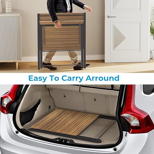 Miniatura 8 de GreenForest Escritorio plegable pequeño no requiere montaje escritorio de 248 x 177 pulgadas escritorio de computadora de 2 niveles con estante de