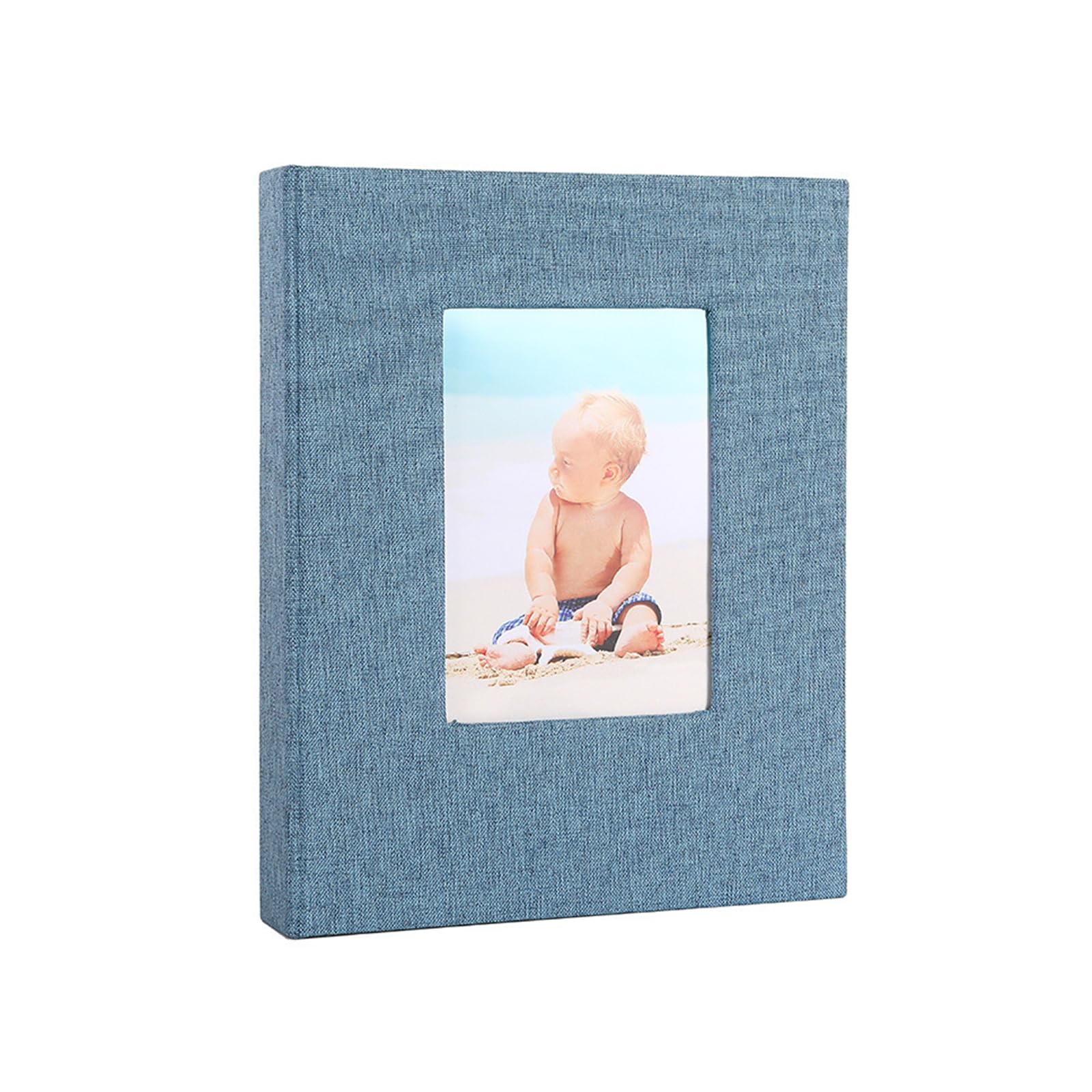 hogtnd Spacious 4x6 Photo Album with Linen Fabric Cover and Front Window for Photo Preservation, Family Wedding Anniversary Gift, Family Memory Album