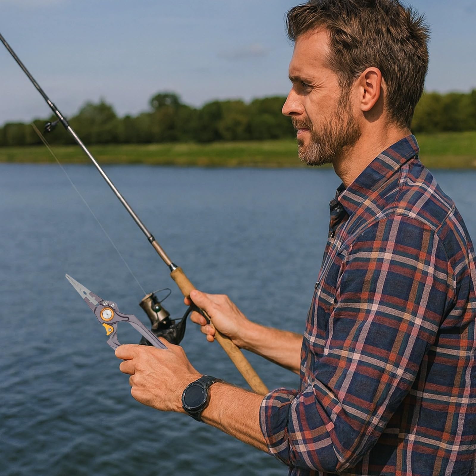Aluminium-Angelzange mit gezahnten Backen, 8,1 Zoll/20,5 cm Fischlippen-Greifer, leichter Aluminiumlegierungskörper, mit Lanyard und Karabiner, Mehrzweck-Hakenlöser für Angler