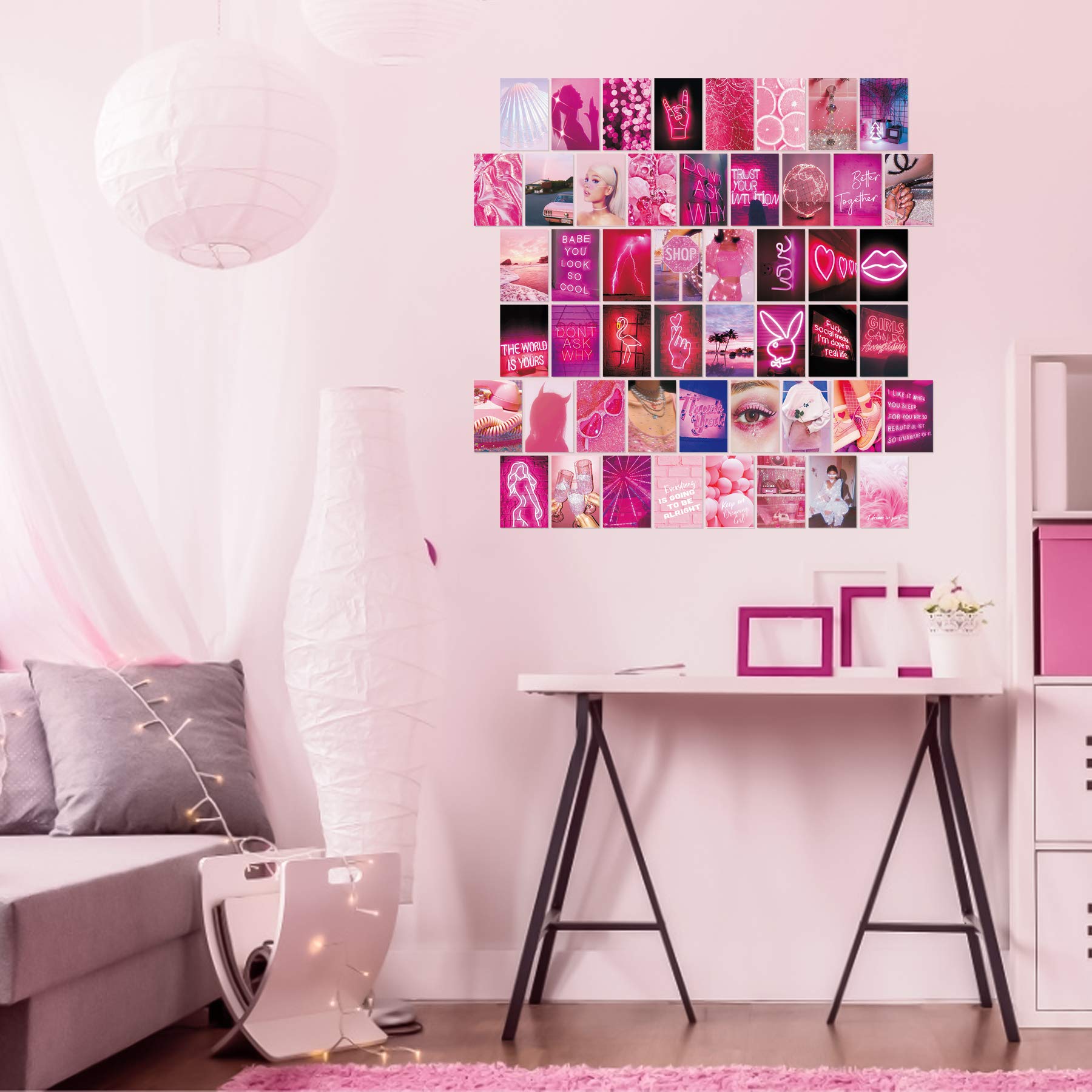 50pcs Wall Collage Kit Pink Aesthetic Pictures for Bedroom Decor