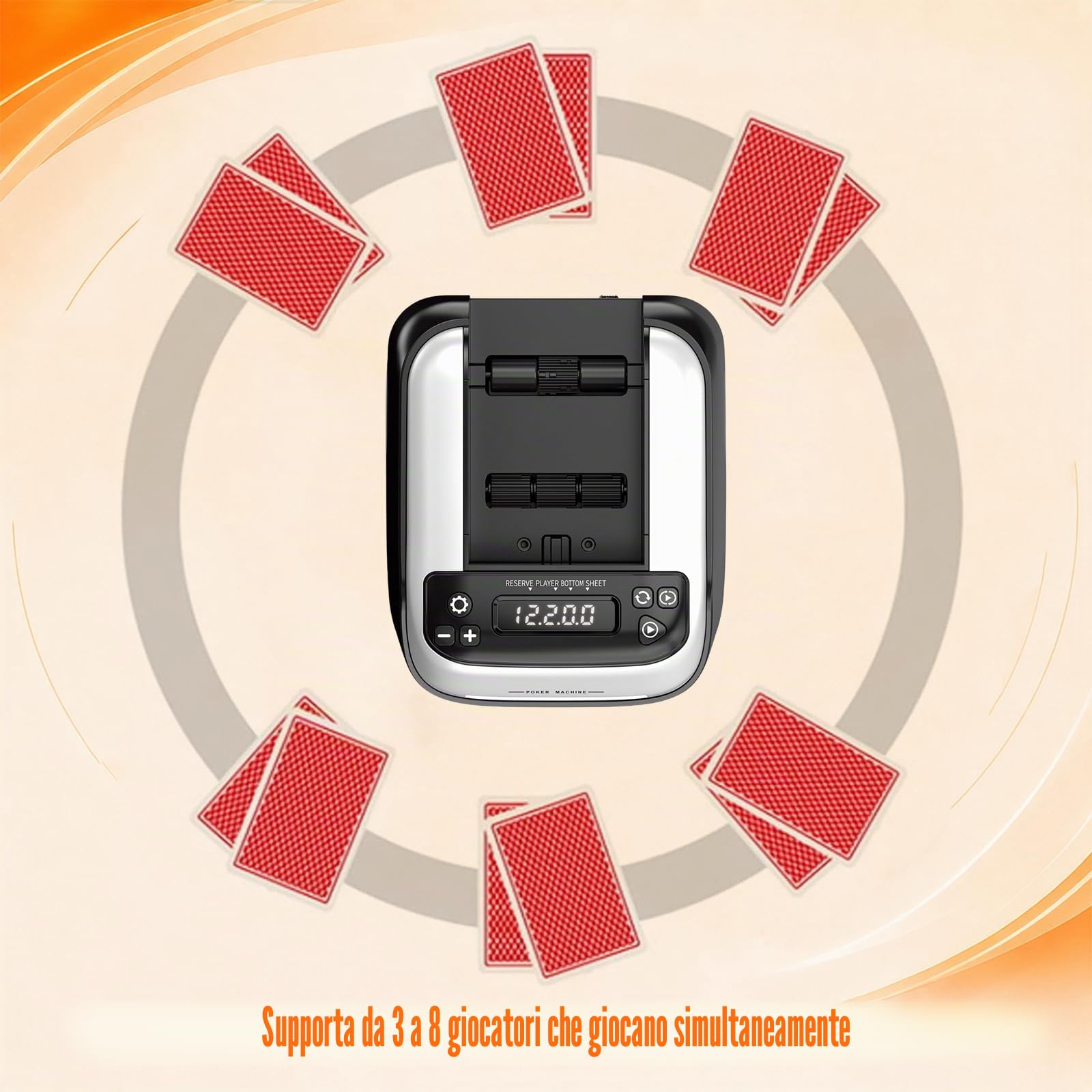 Distributore Automatico di Carte, mescolatore e distributore 2 in 1, Rotazione a 360° con erogazione precisa delle Carte, Supporta 12 Giocatori per Giochi di società a casa