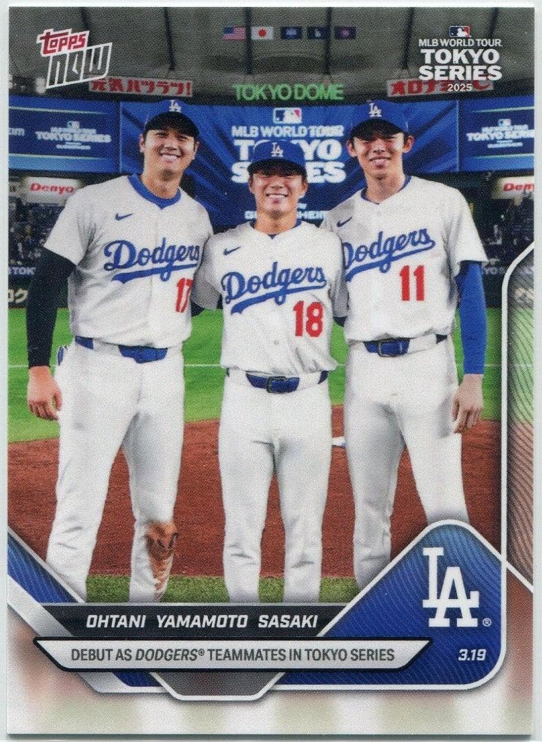 Shohei Ohtani, Yoshinobu Yamamoto & Roki Sasaki 2025 Topps Now Tokyo Series Card #7 - Slabbed Baseball Cards