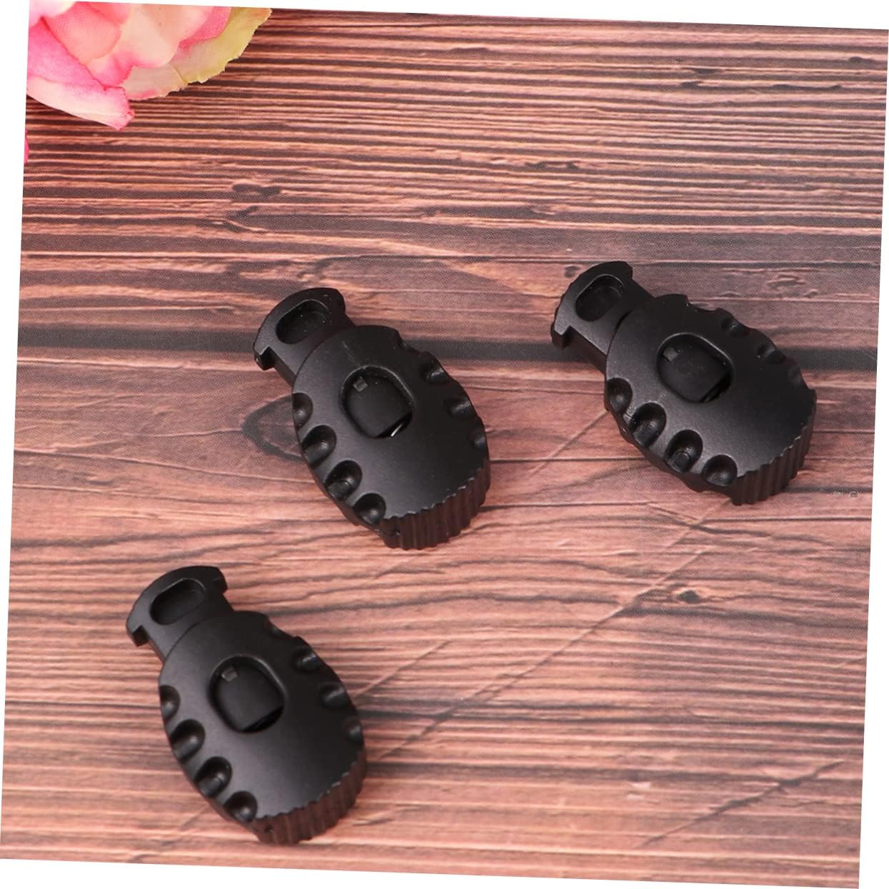 50pcs Durable Plastic Cord Locks Spring Loaded Toggle Clips for Drawstrings Elastic Cords and Lanyards Round Ball Shape for Camping Hiking and Black