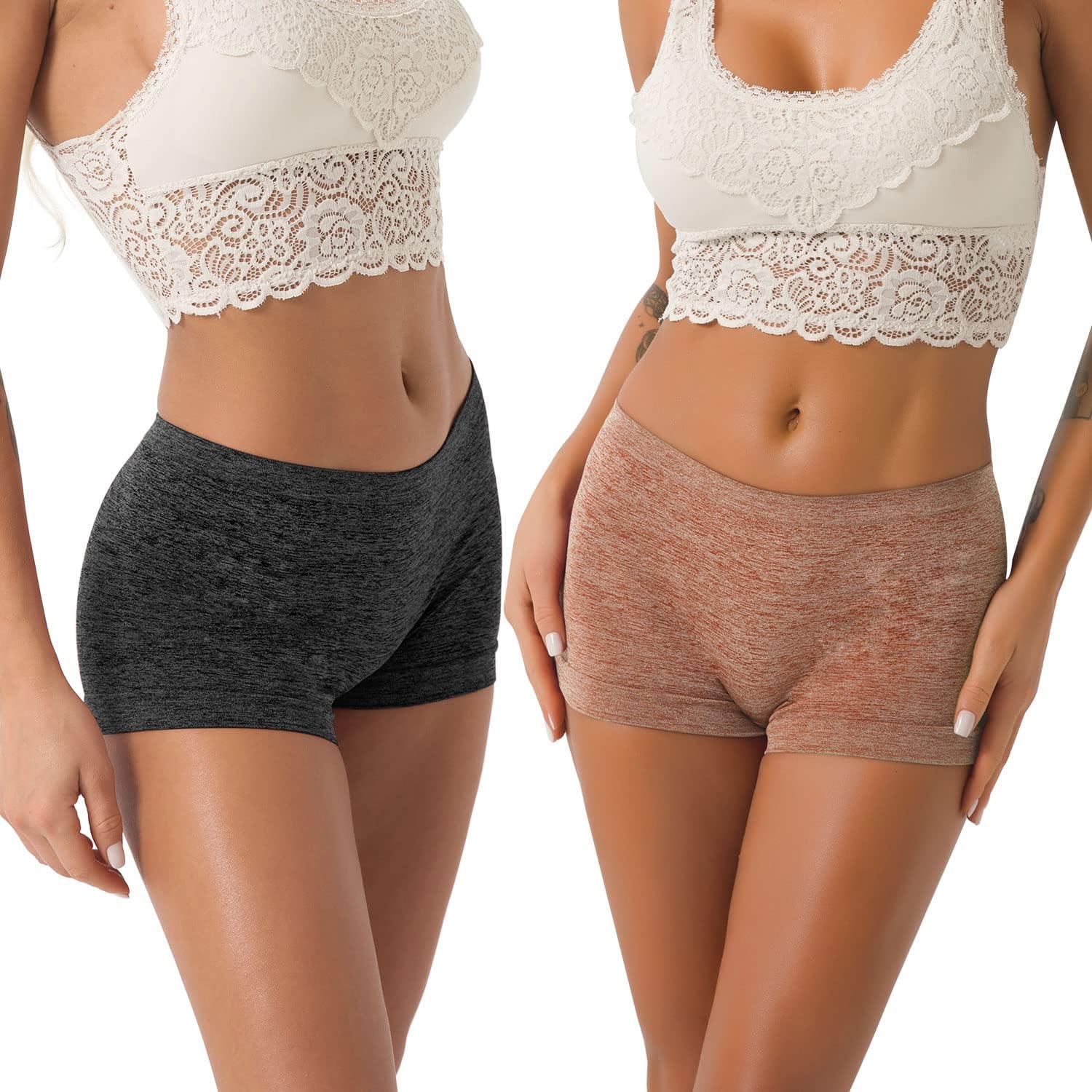 DEEP TOUCH Women Boyshort Underwear Seamless Boxer Panties Breathable Stretch Boxer Briefs for Ladies 5 Pack - Image 2