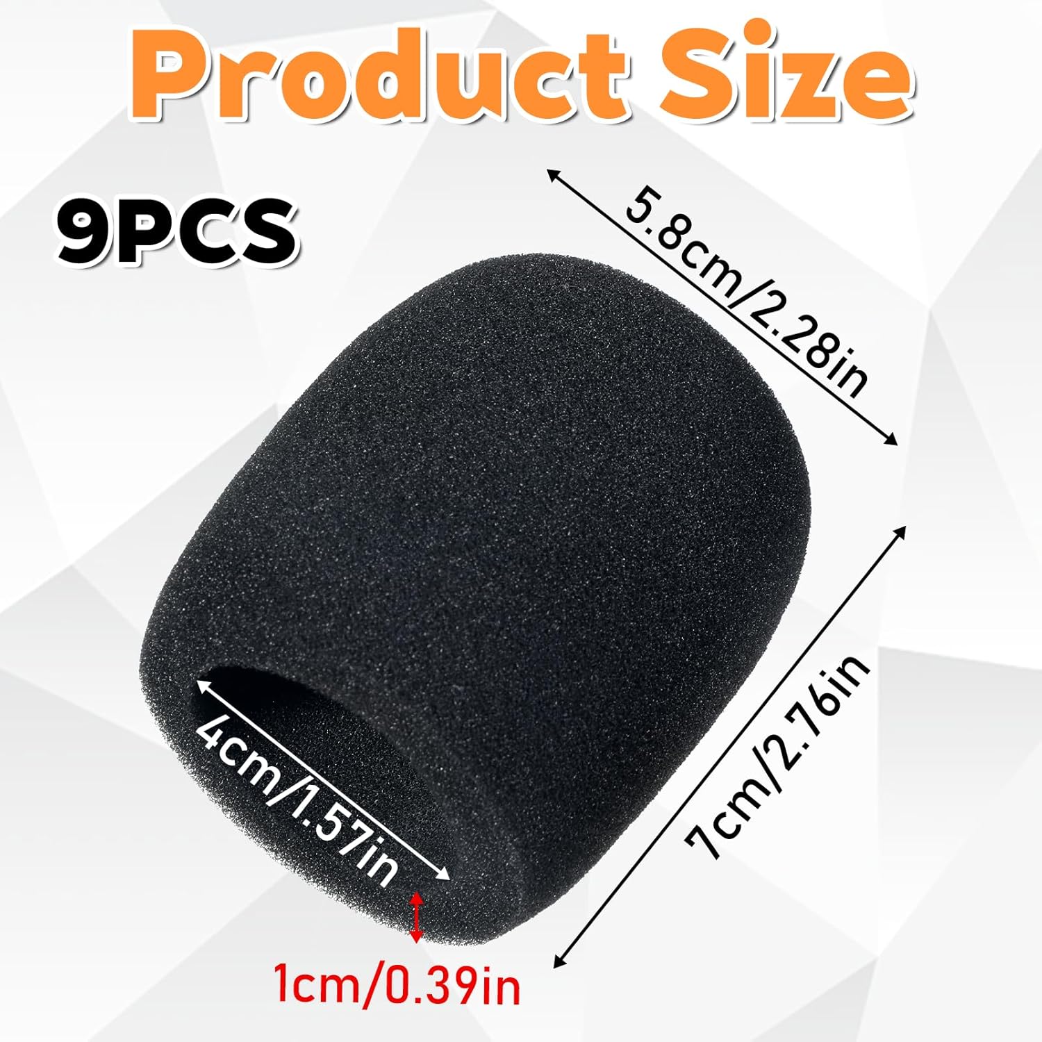 9 Pcs Black Foam Mic Cover, Handheld Microphone Windscreen Microphone Shield Protection Cover for Filtering Plosives, Hissing Noise and Other Ambient Noise - Image 2