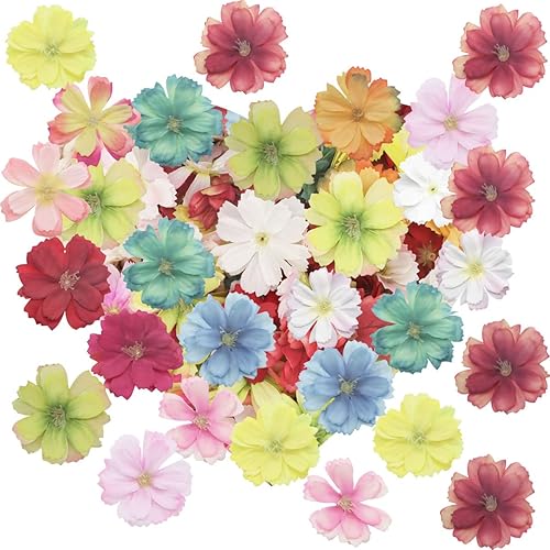 FZBNSRKO 100 cabezas de flor de ciruelo, cabezas de flores de seda de 1.8 pulgadas, cabezas de flores para manualidades para el hogar, boda, fiesta,
