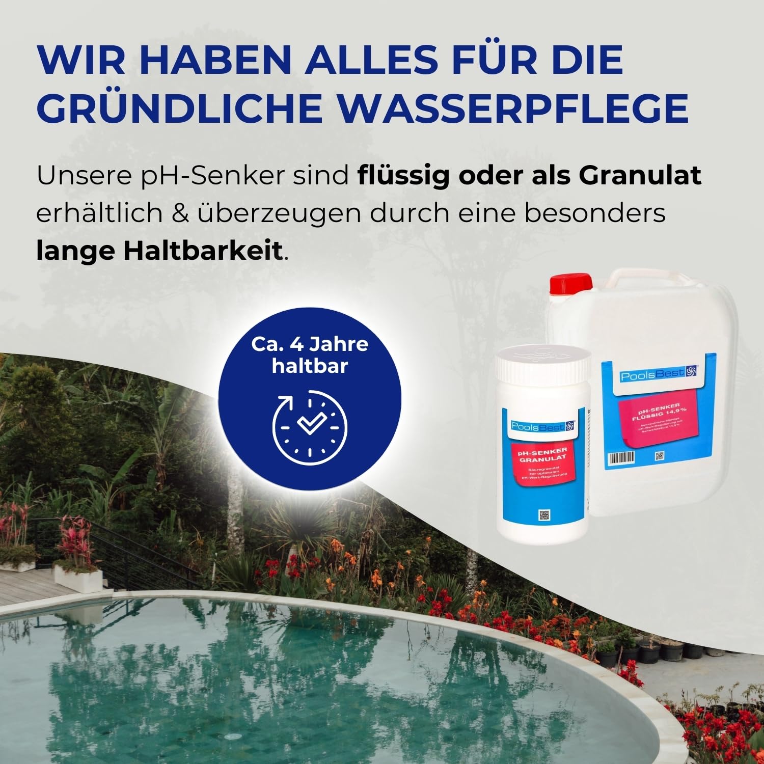PoolsBest pH Senker flüssig 22 kg pH-Minus 14,9% Schwefelsäure pH-Wert Regulierung für Pools